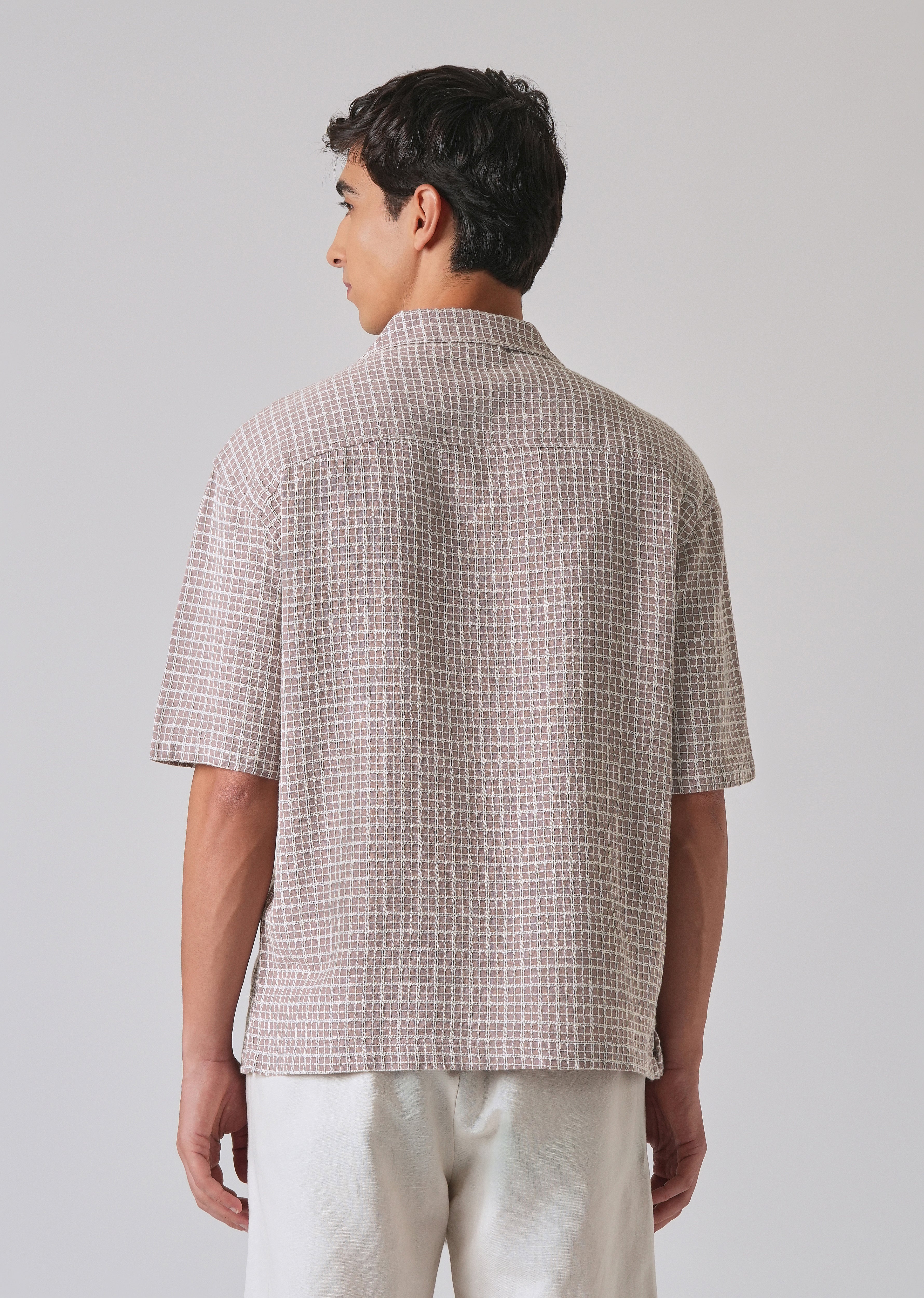 Mauve Cotton Chenille Check Shirt - Image 2