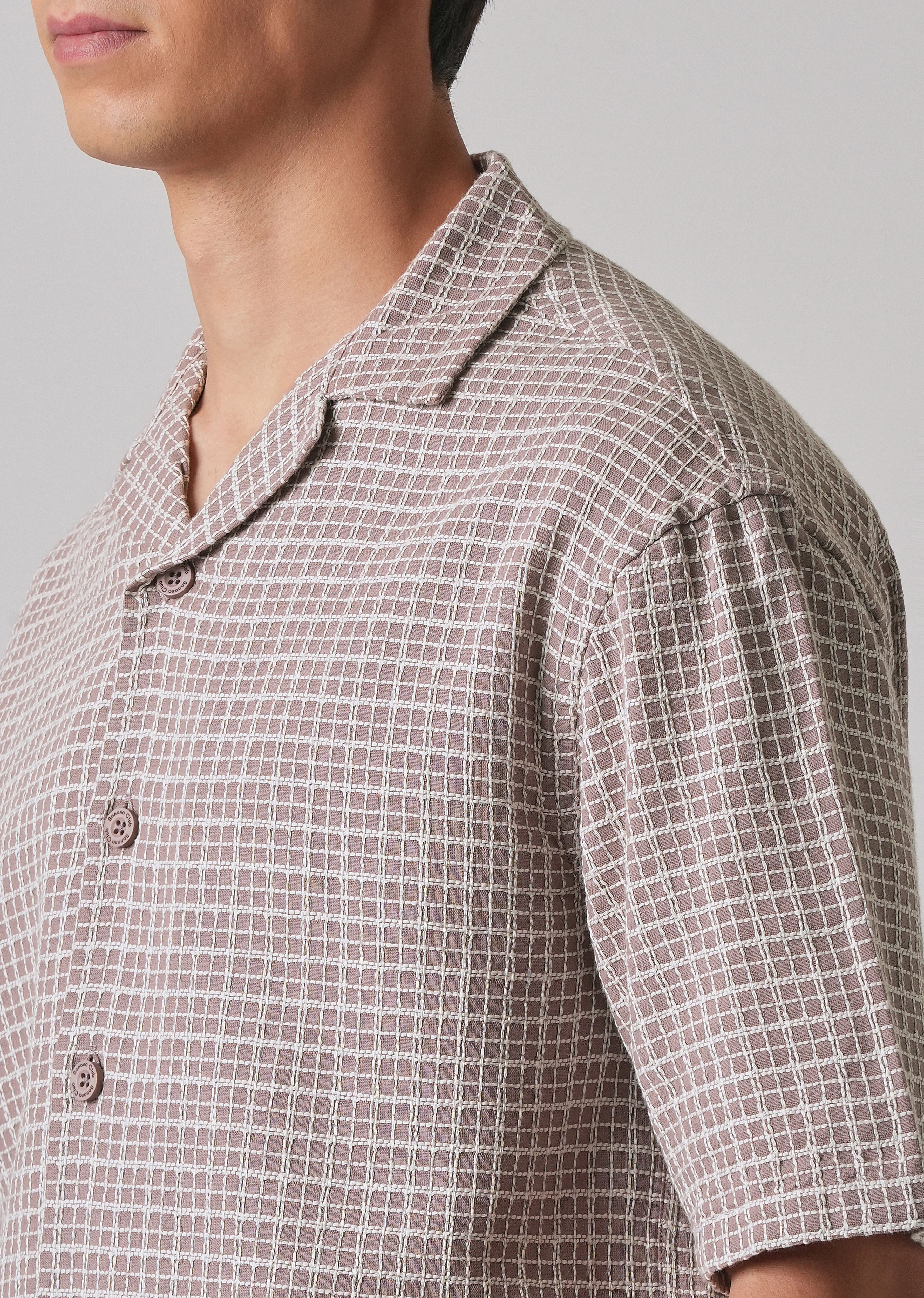 Mauve Cotton Chenille Check Shirt - Image 5