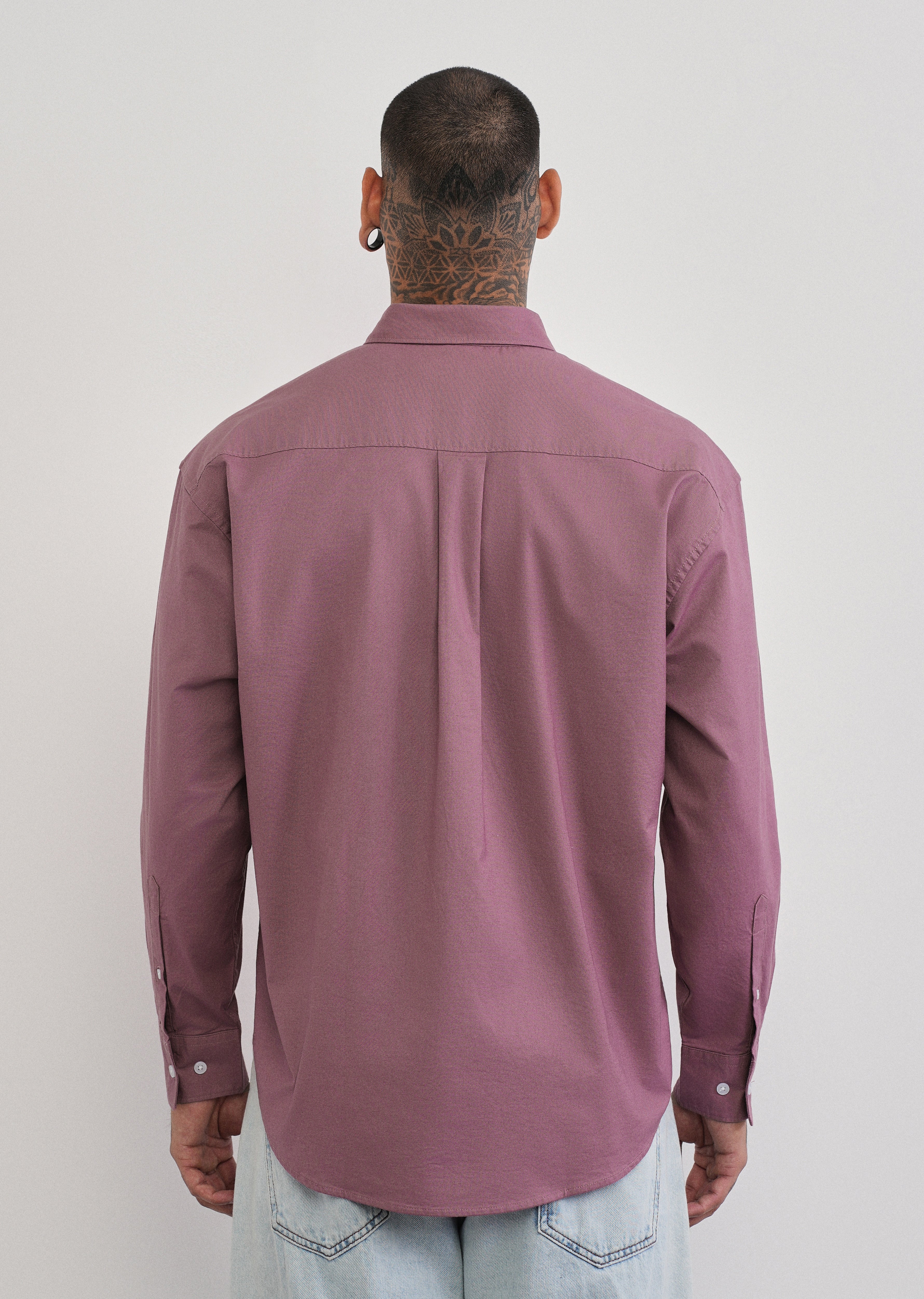Mauve Cotton Stretch Oversized Shirt - Image 3