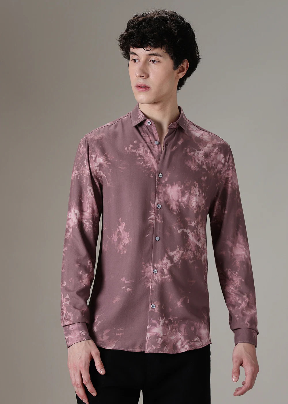 Mauve Pink Abstract Printed Shirt - Image 3