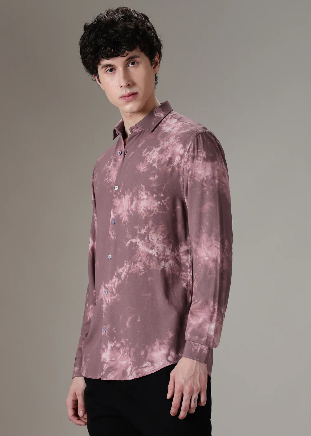 Mauve Pink Abstract Printed Shirt - Image 5
