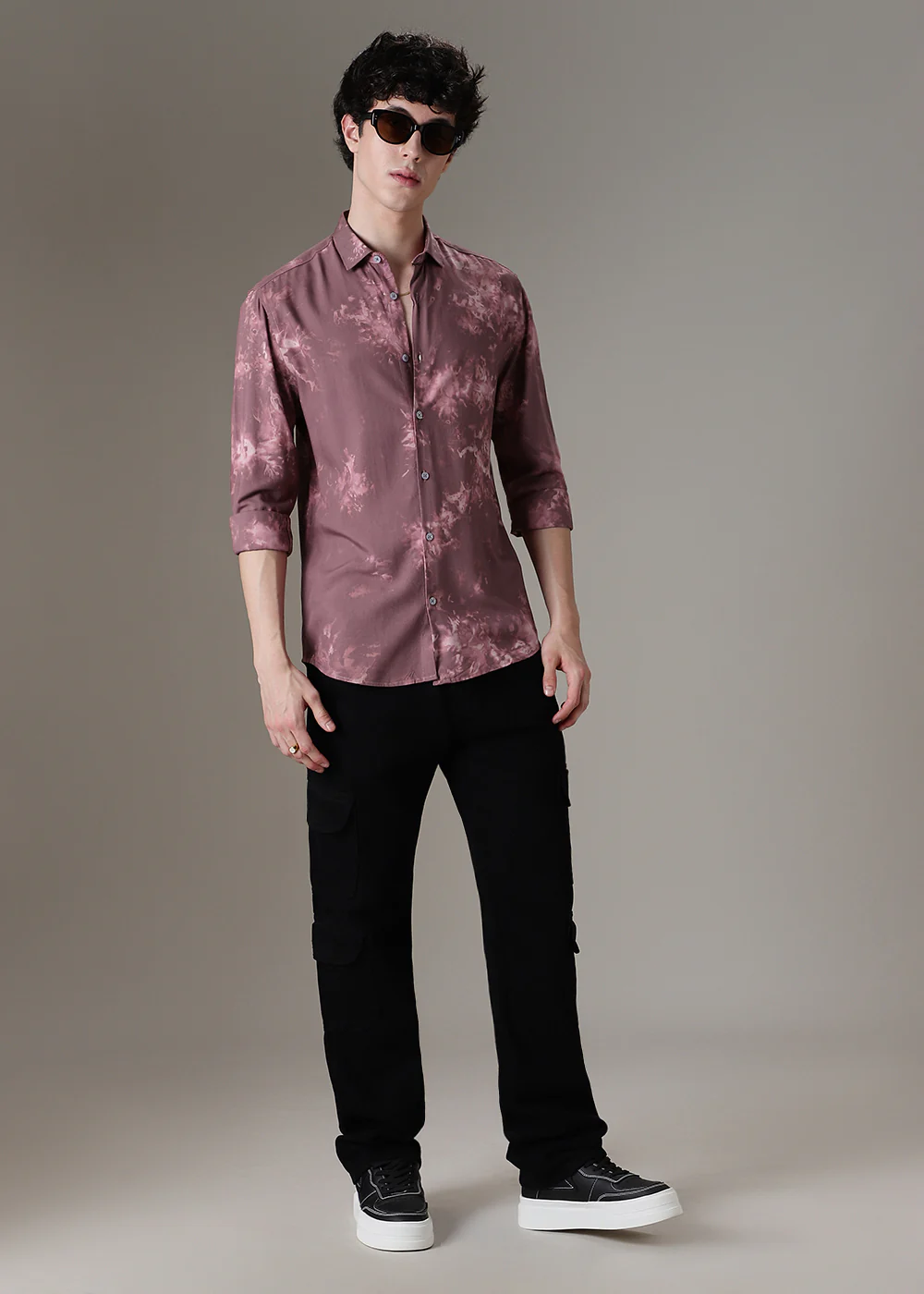 Mauve Pink Abstract Printed Shirt - Image 6