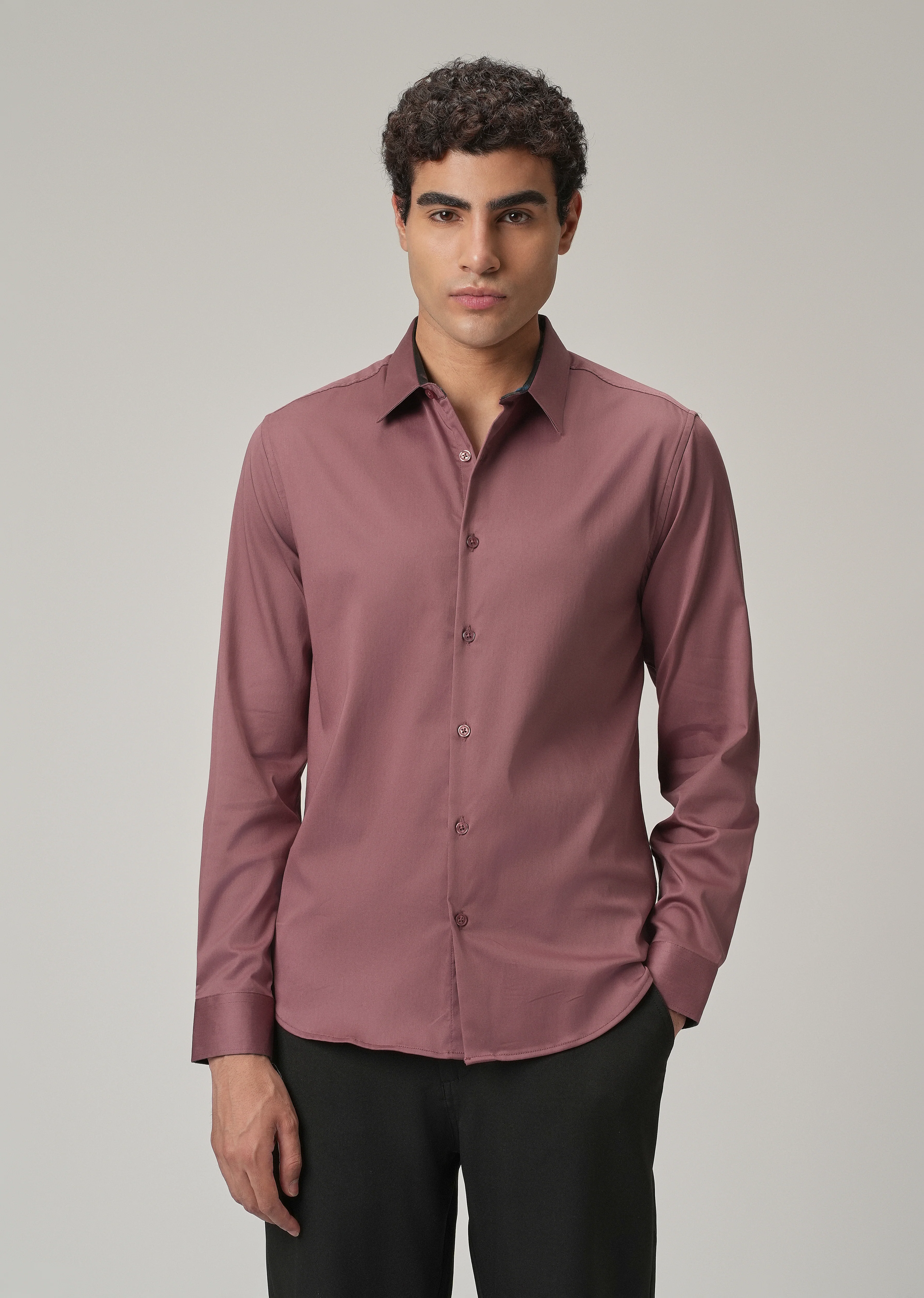 Mauve Pink Printed Cuff Shirt - Image 3