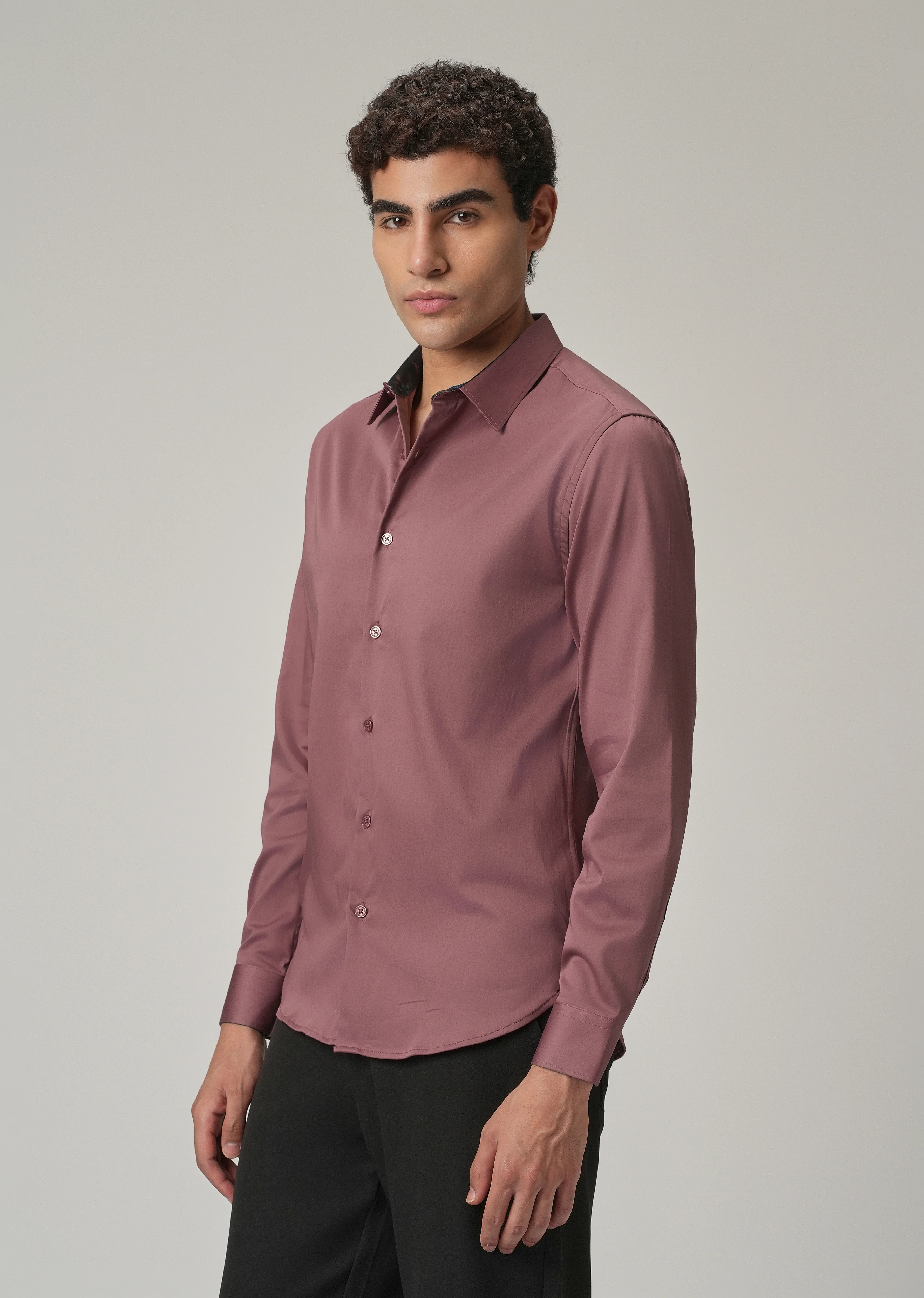Mauve Pink Printed Cuff Shirt - Image 4