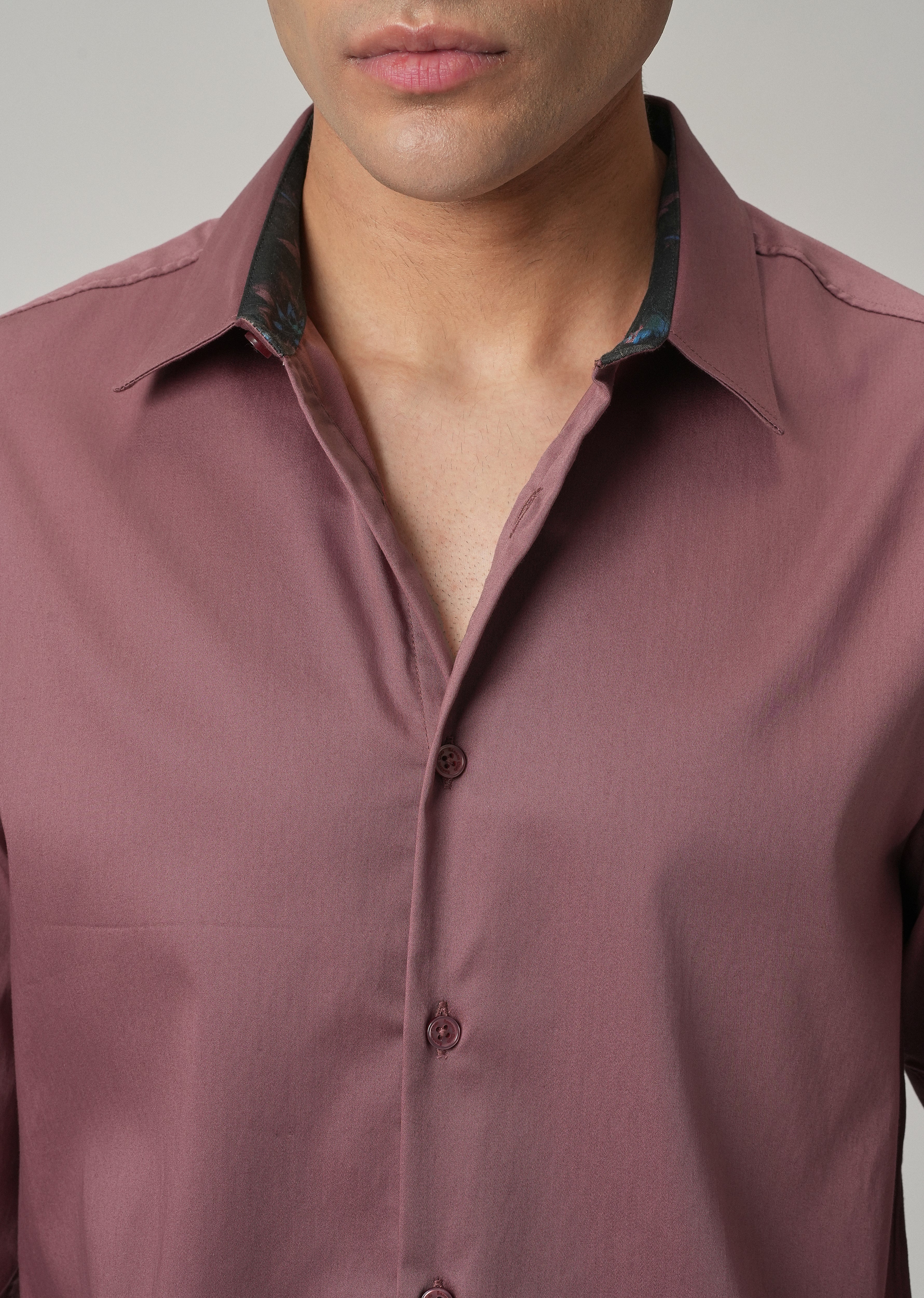 Mauve Pink Printed Cuff Shirt - Image 5