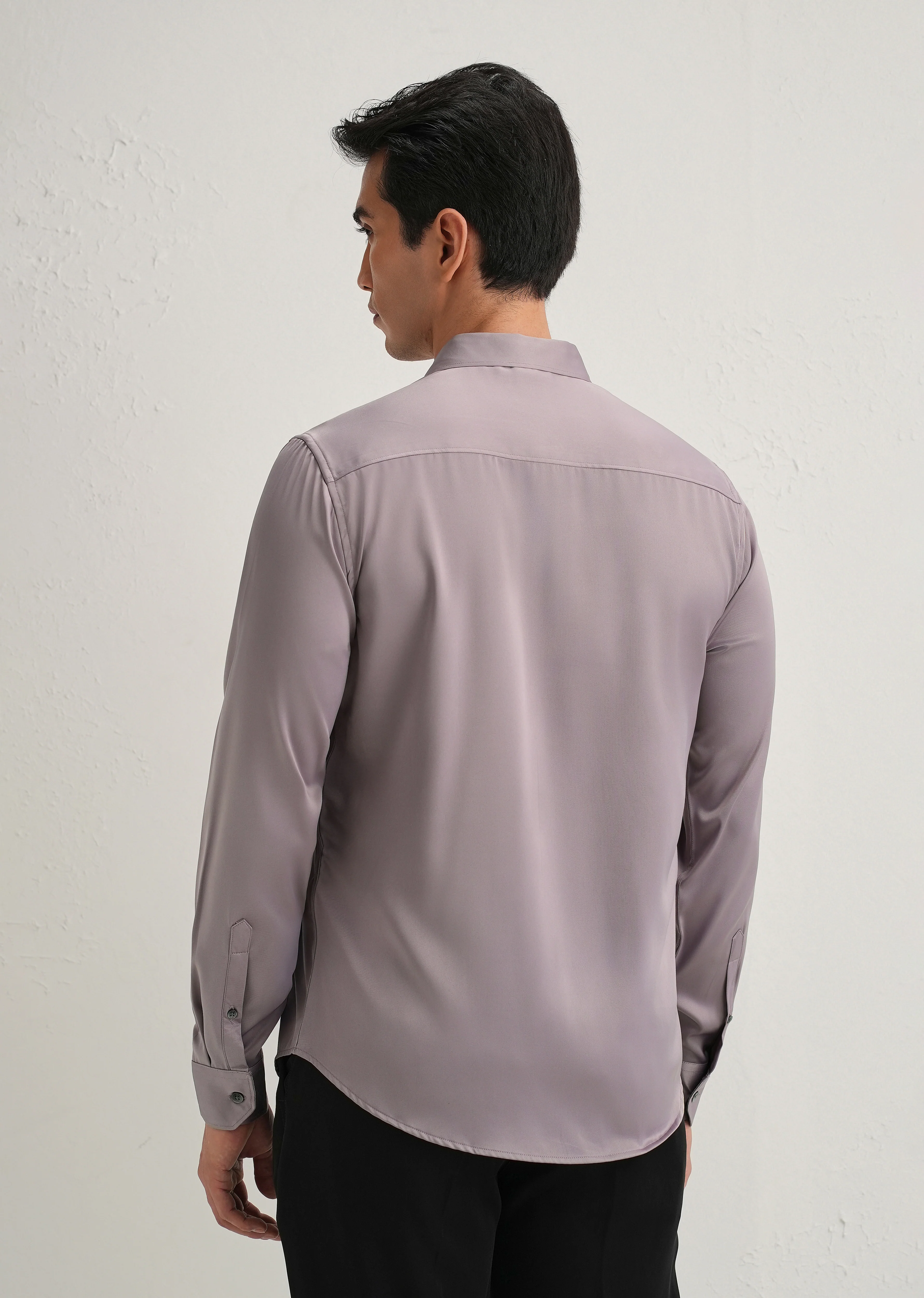Mauve Premium Satin-Finish Plain Shirt - Image 3
