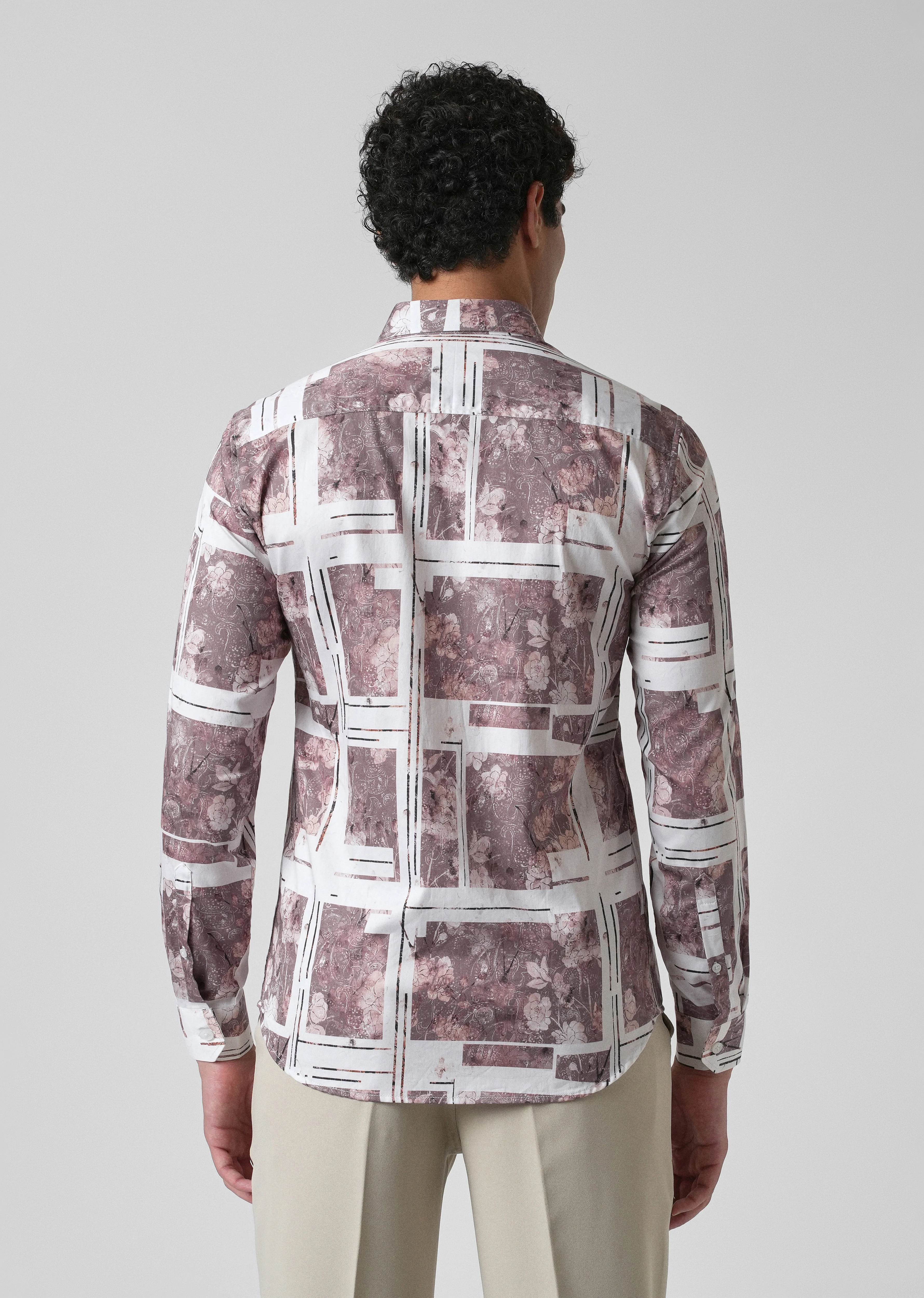Mauve Printed Full-Sleeves Shirt - Image 3
