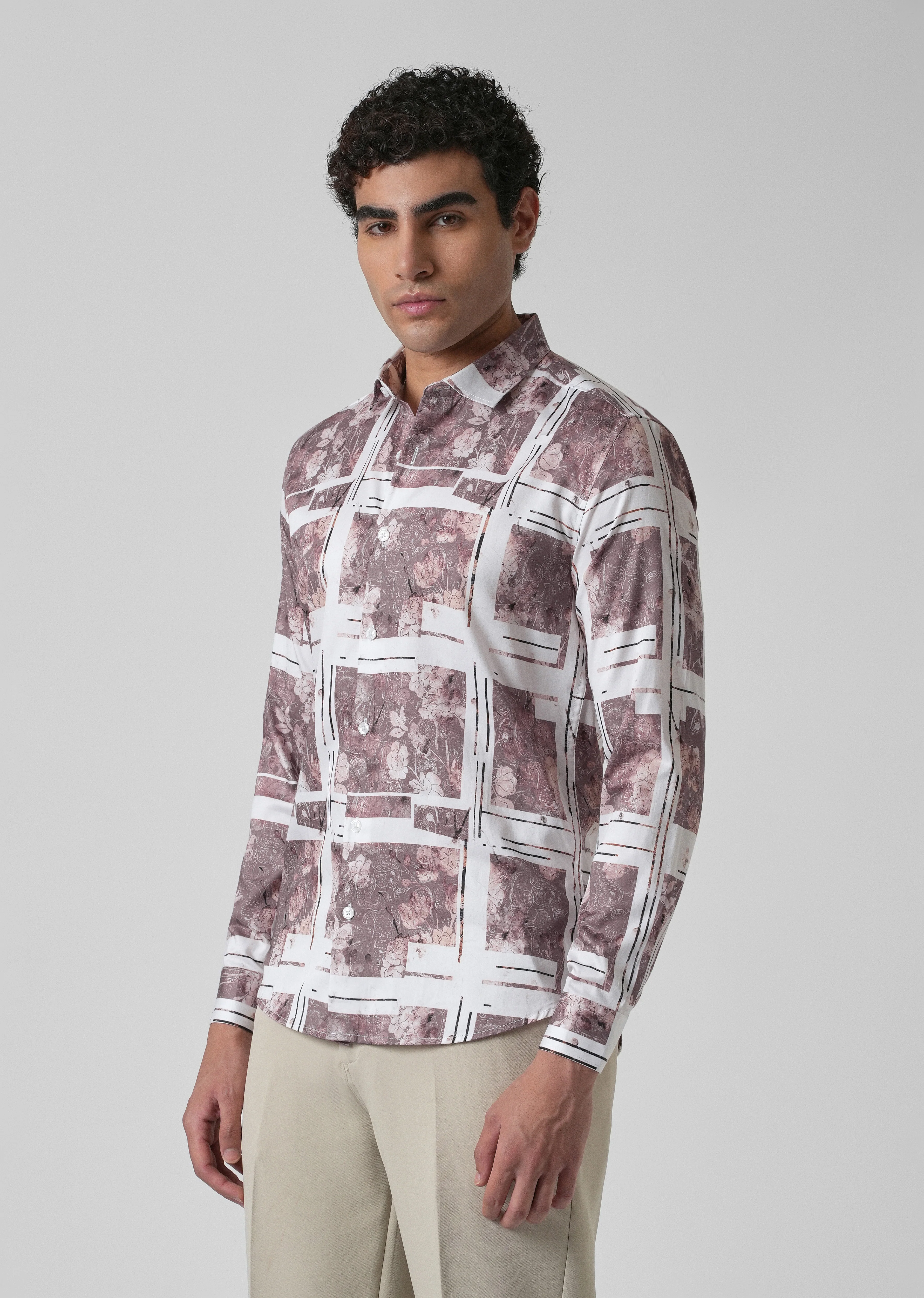 Mauve Printed Full-Sleeves Shirt - Image 5