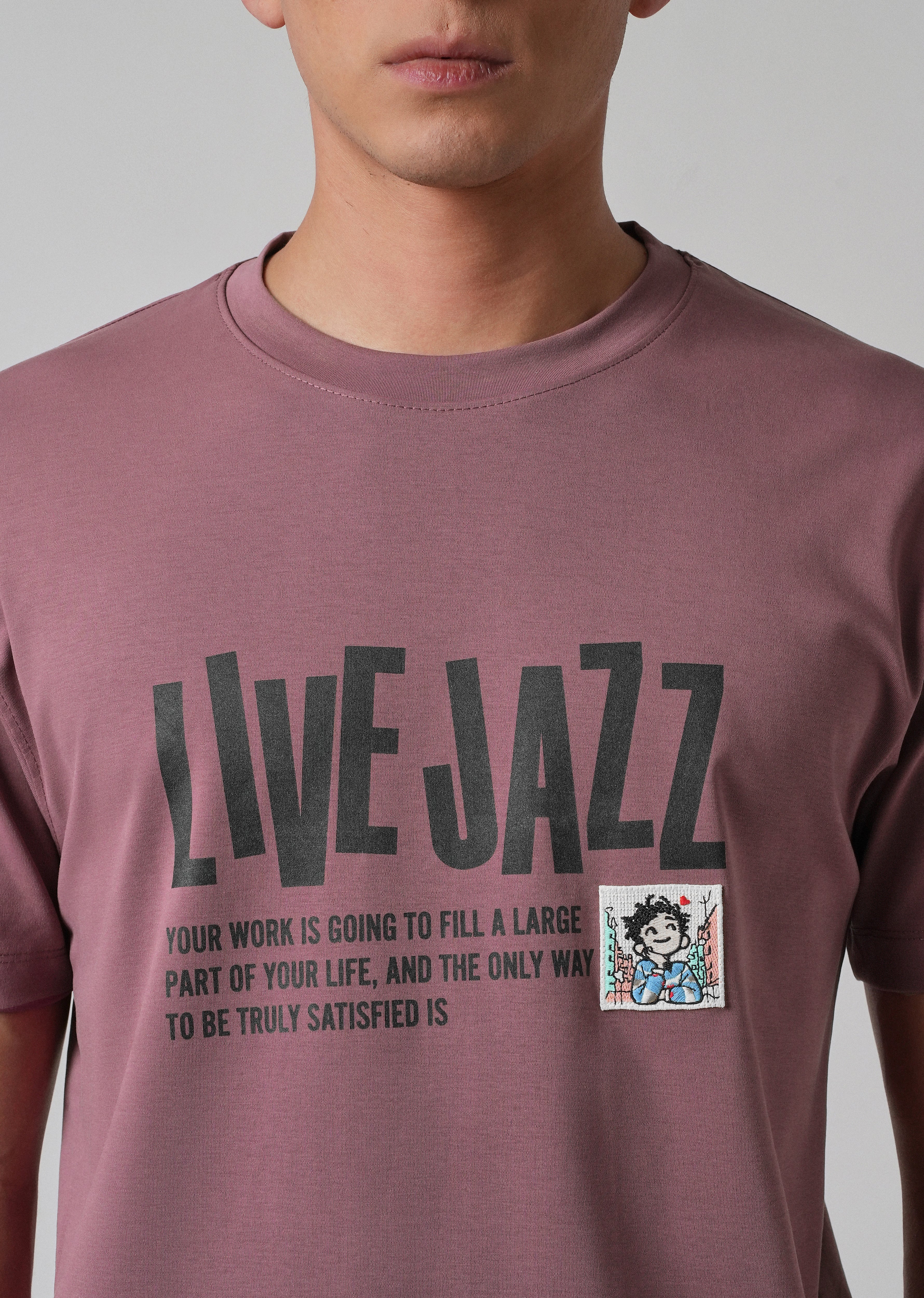 Mauve Printed Slim Fit T-shirt - Image 5