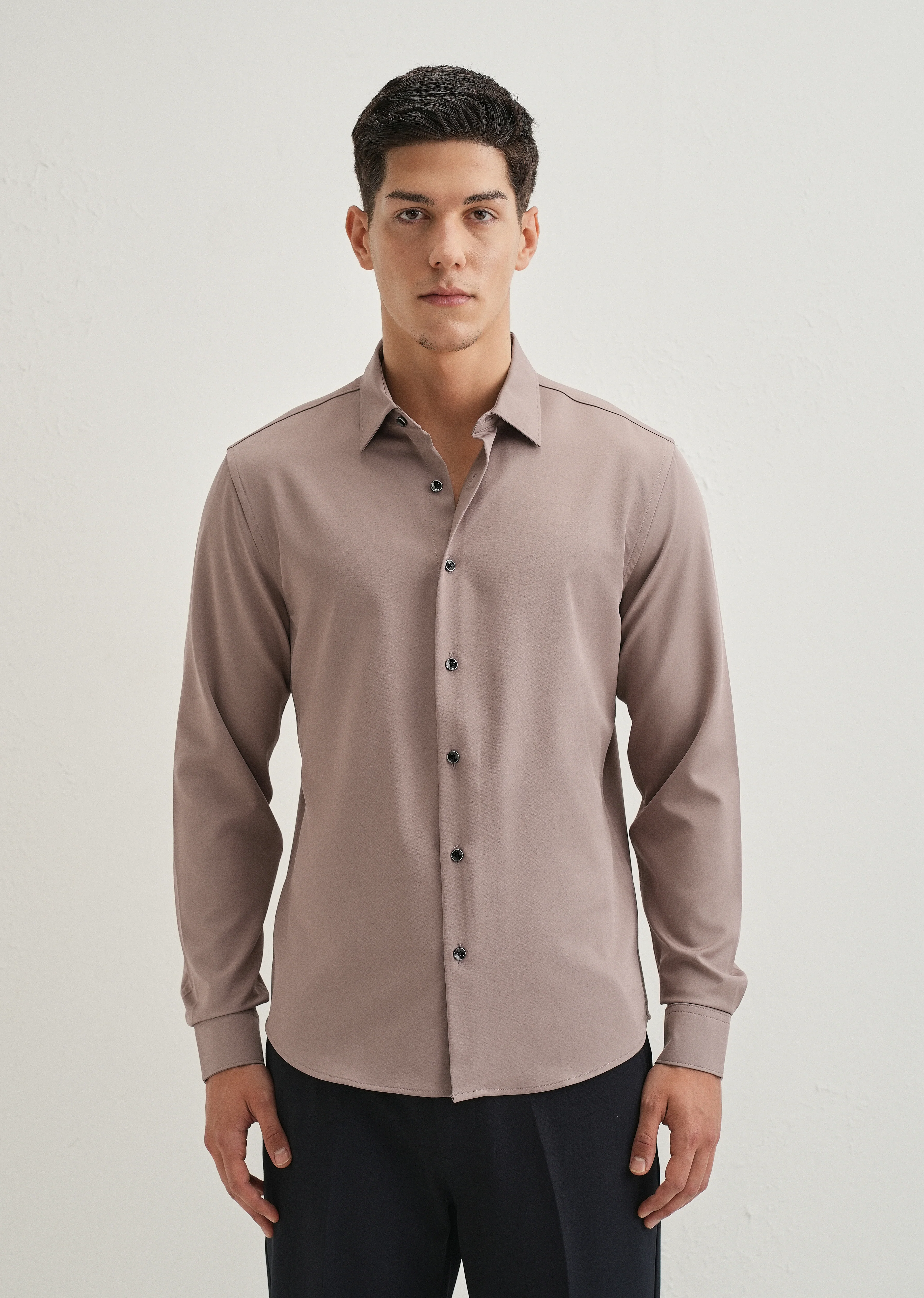 Mauve Wrinkle Free Plain Shirt - Image 4