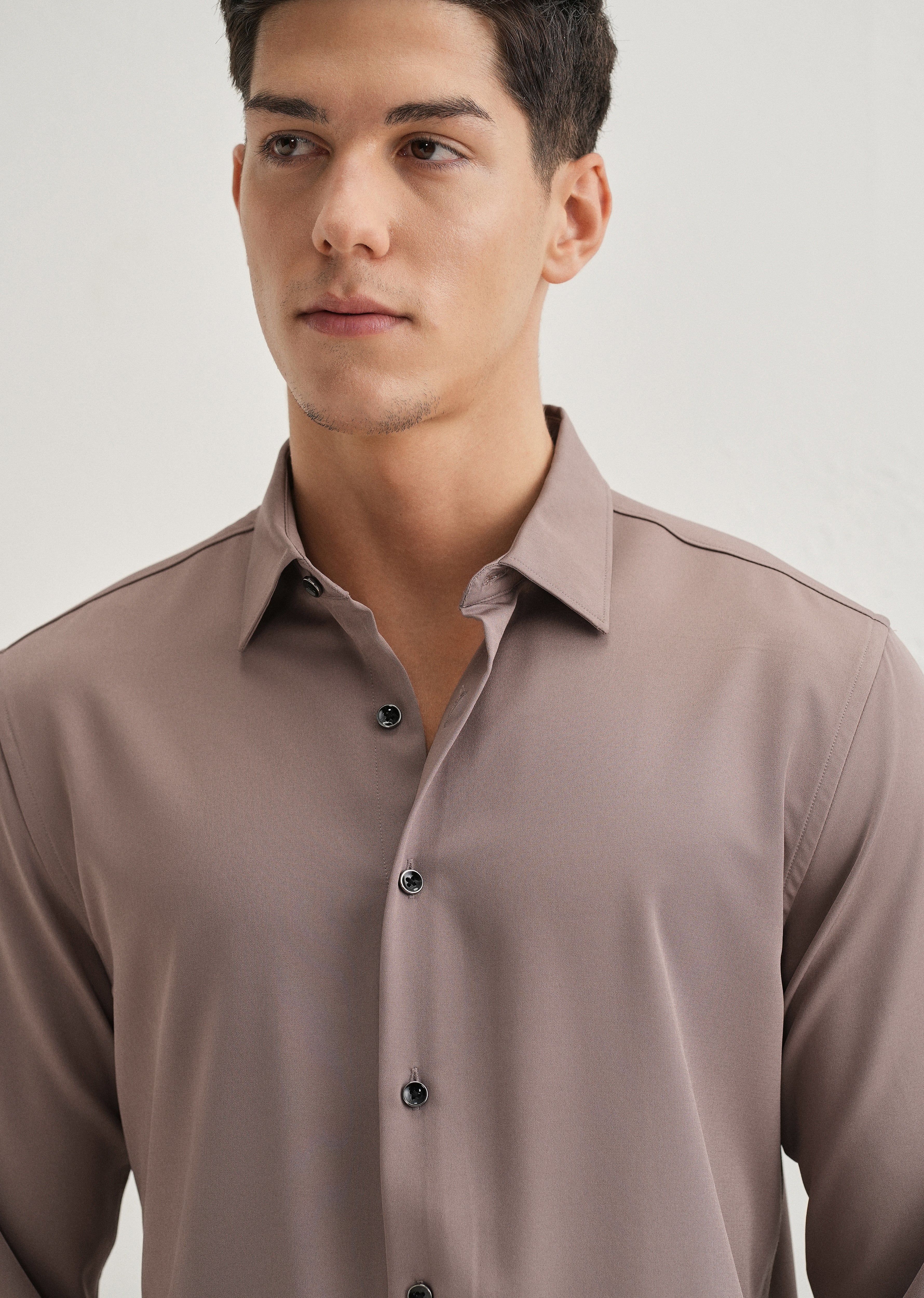 Mauve Wrinkle Free Plain Shirt - Image 6