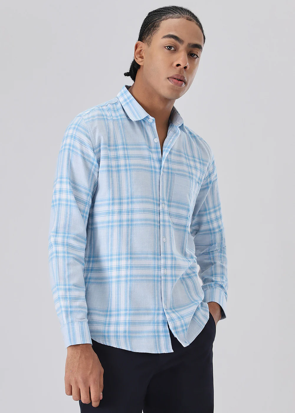 Melange Air Blue Check Shirt - Image 5