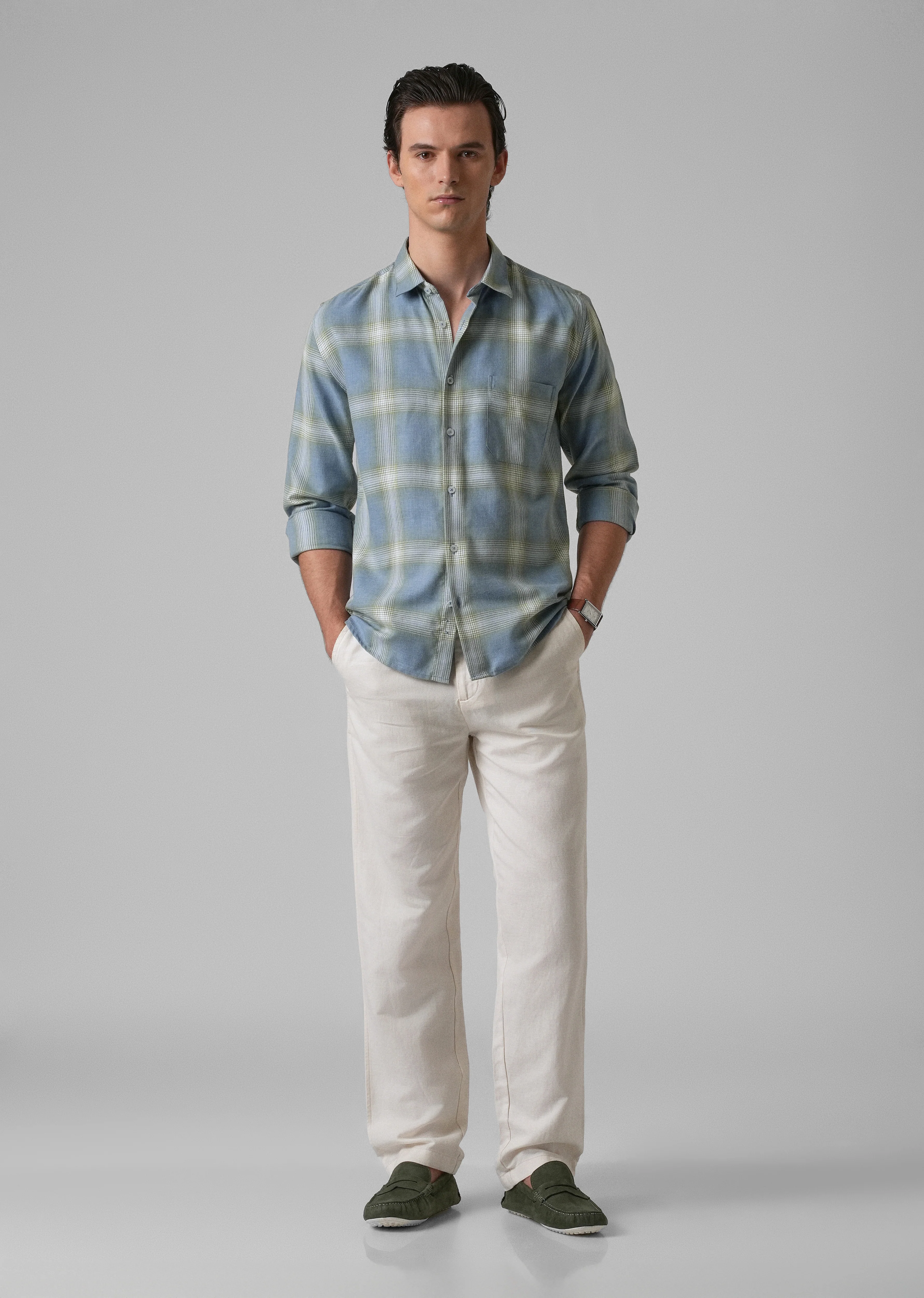 Melange Blue Bonnet Check Shirt - Image 6