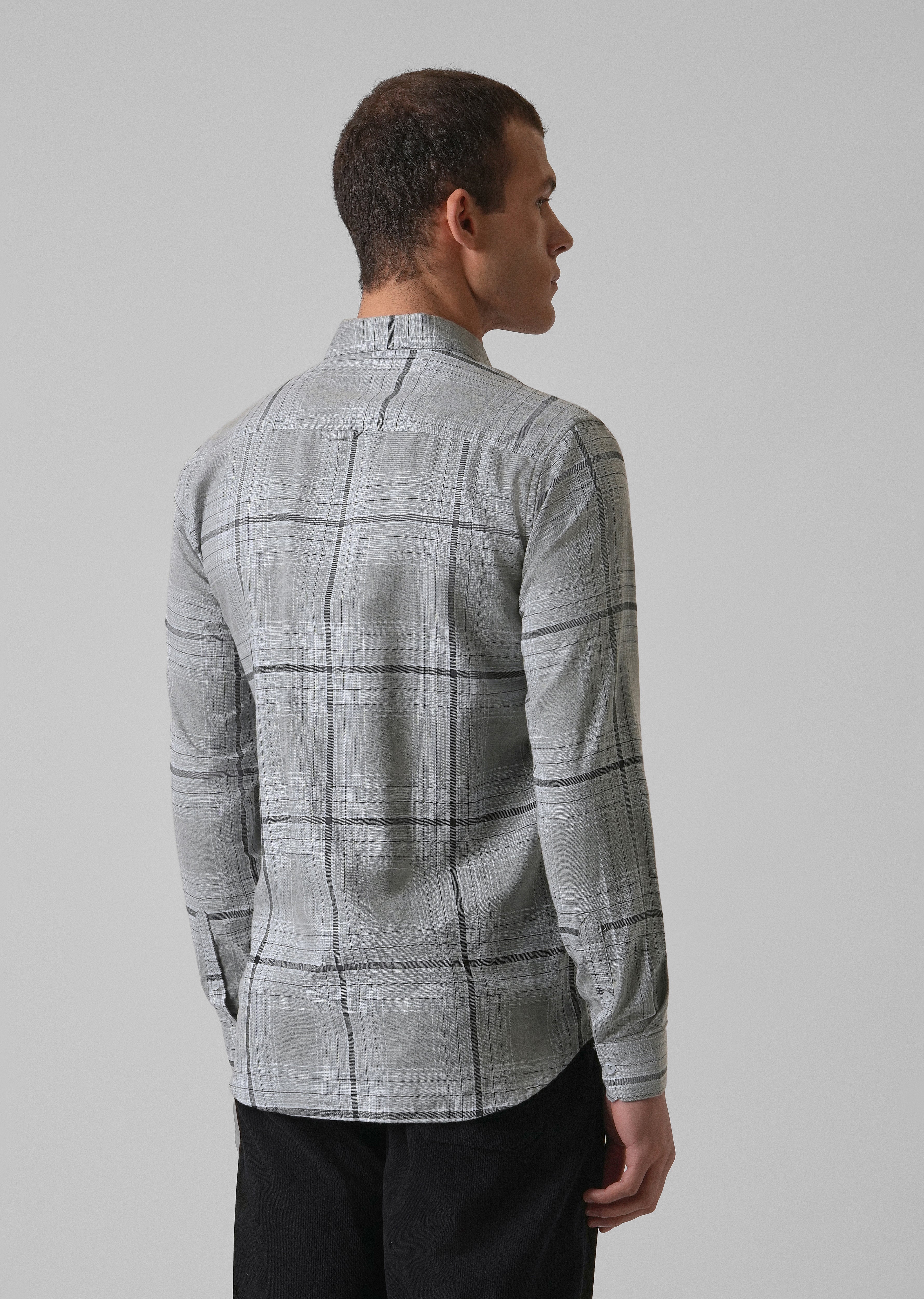 Melange Glacier Grey Check Shirt - Image 3