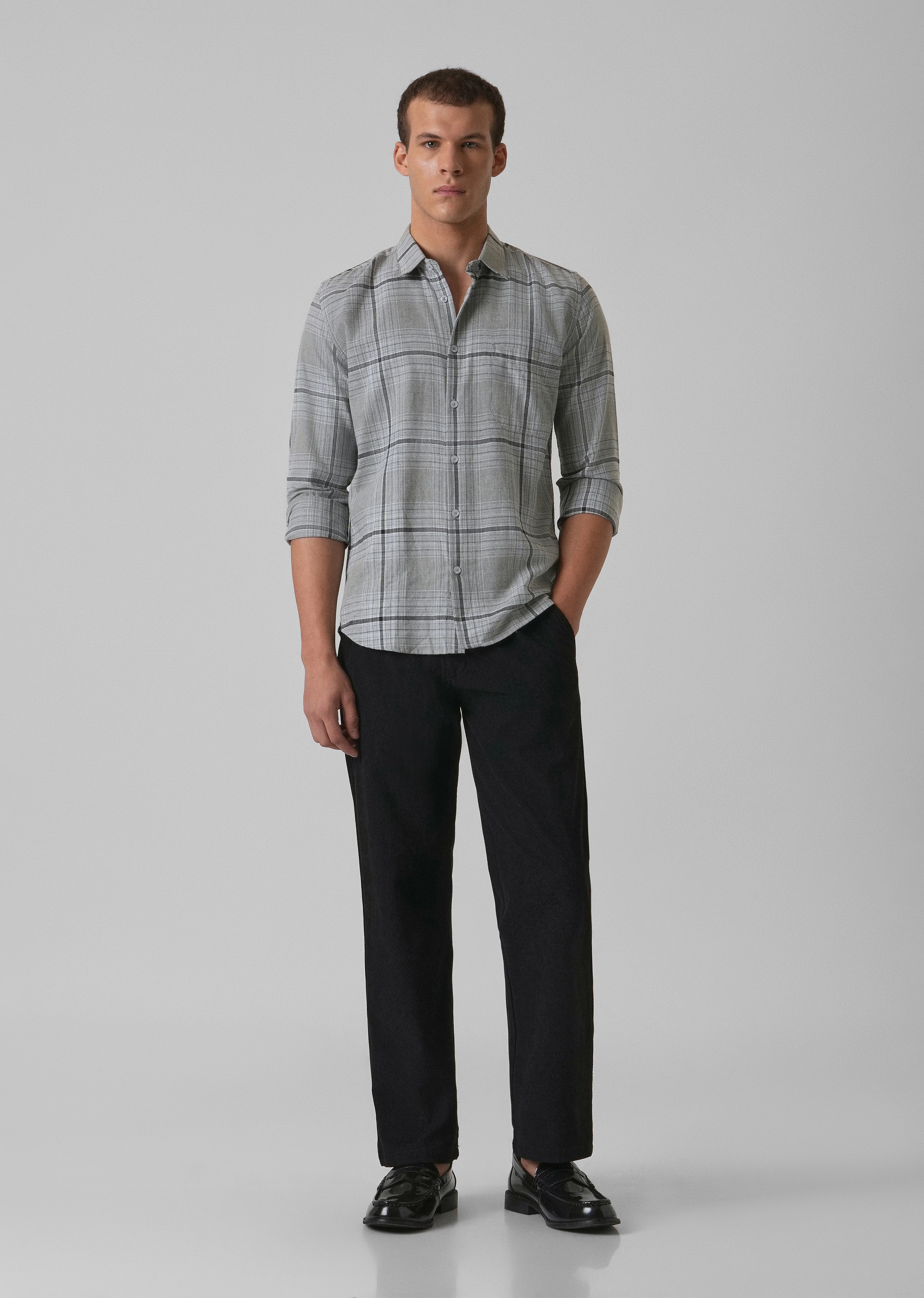 Melange Glacier Grey Check Shirt - Image 7
