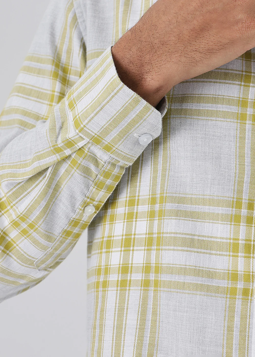 Melange Lime Green Check Shirt - Image 3