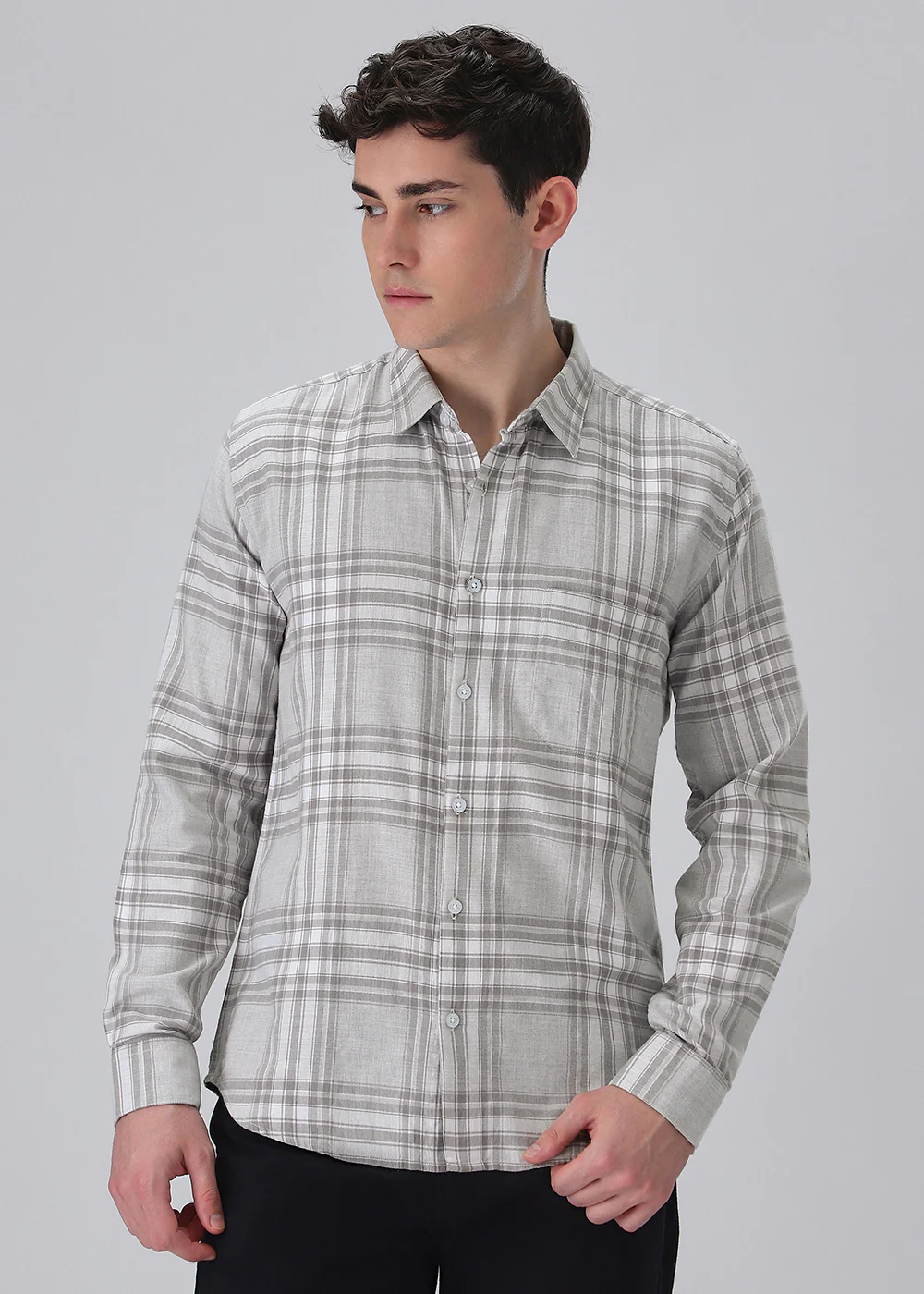 Melange Moon Grey Check Shirt - Image 4