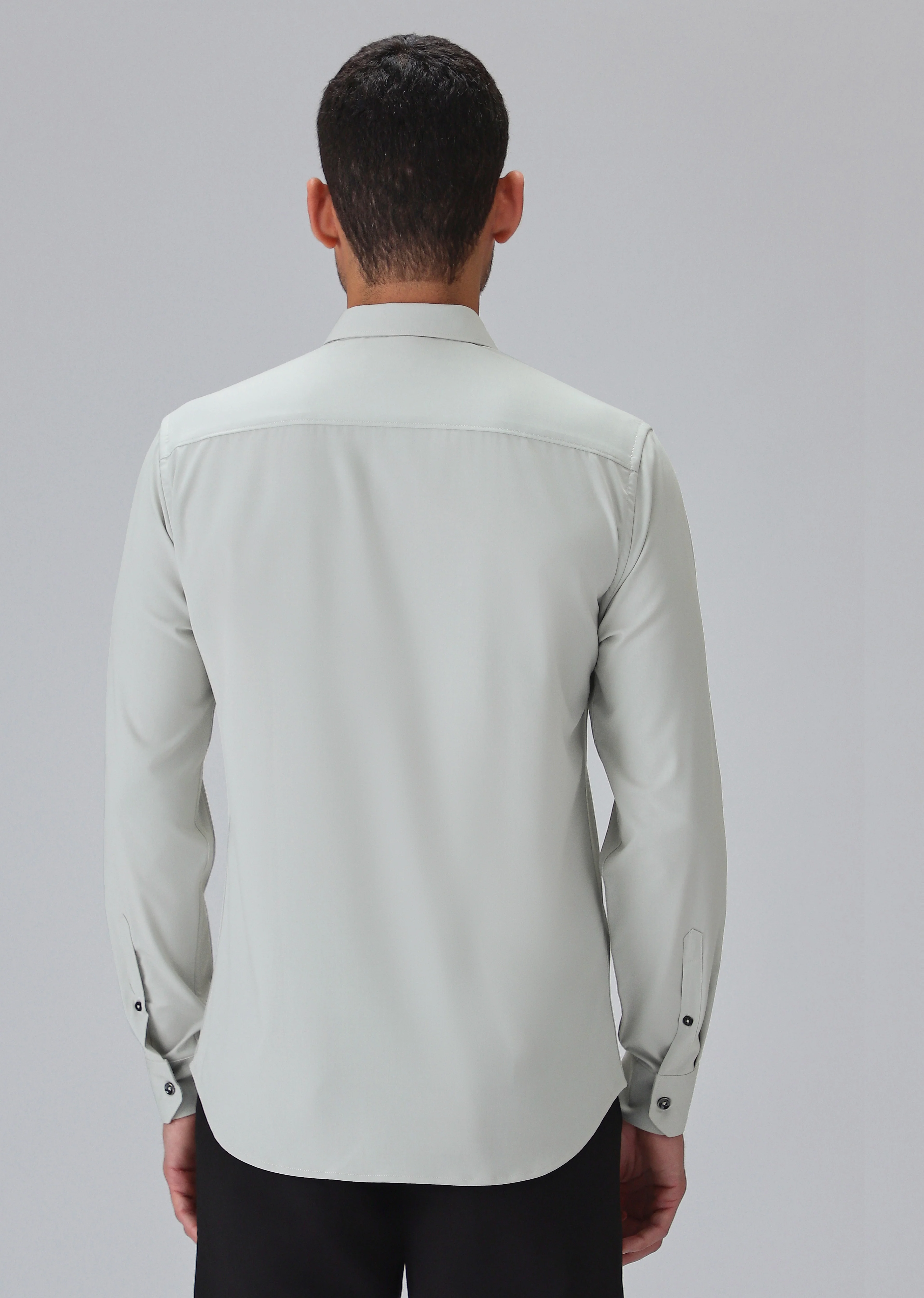 Melange Grey Plain Wrinkle Free Shirt - Image 2