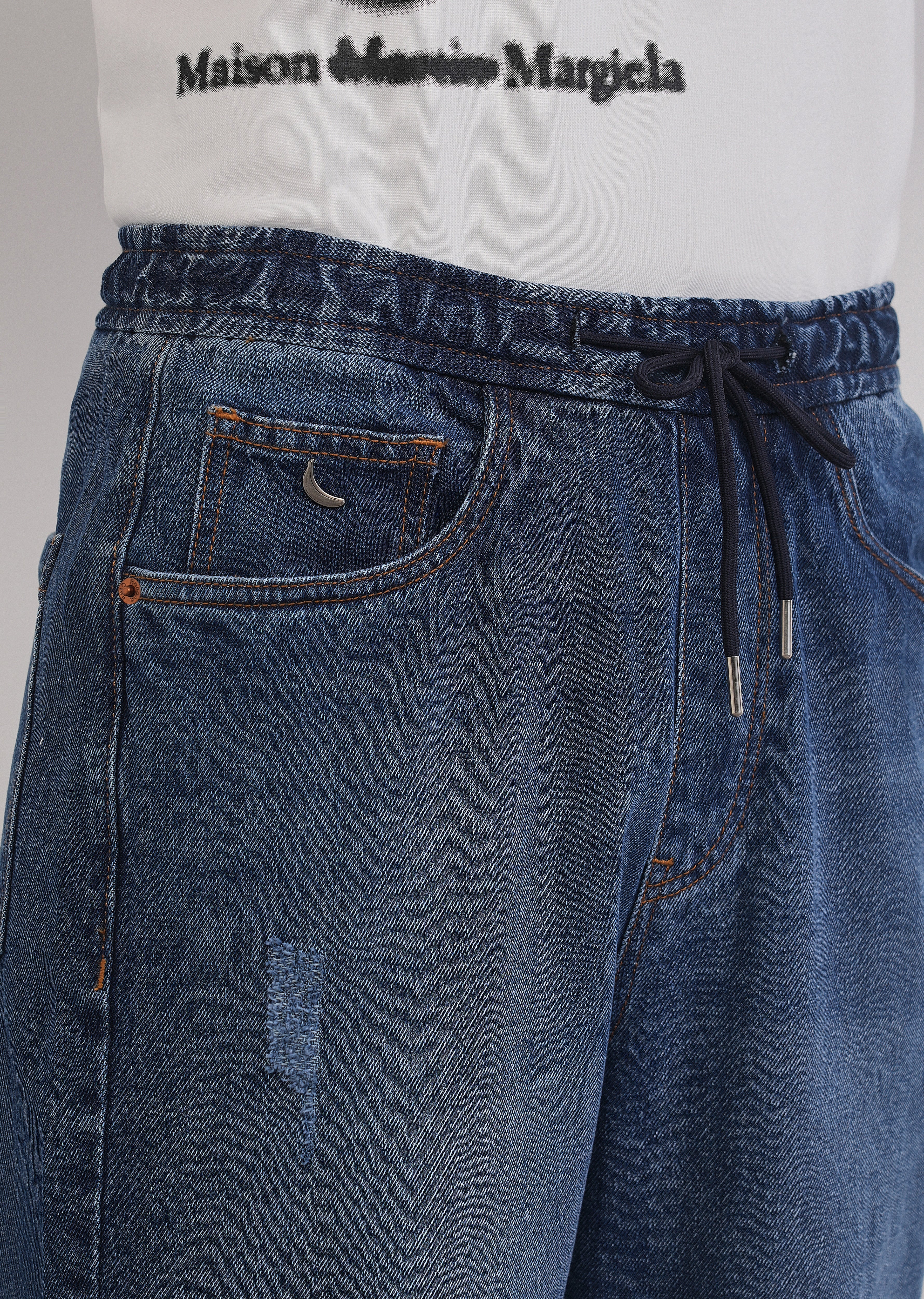 Mid Blue Loose Fit Elasticated Jogger Jeans - Image 5