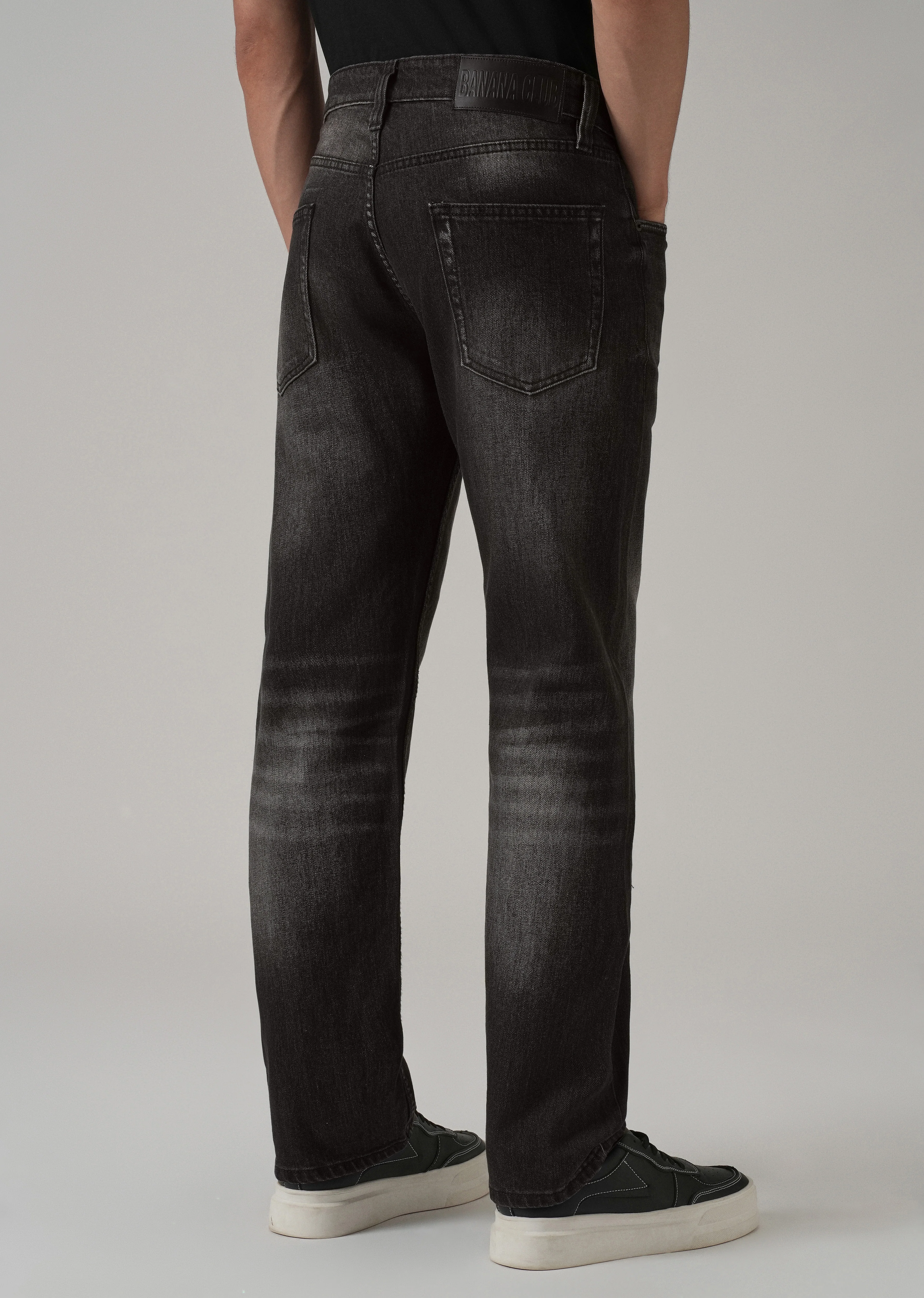 Mid Fade Black Straight Fit Jeans - Image 2