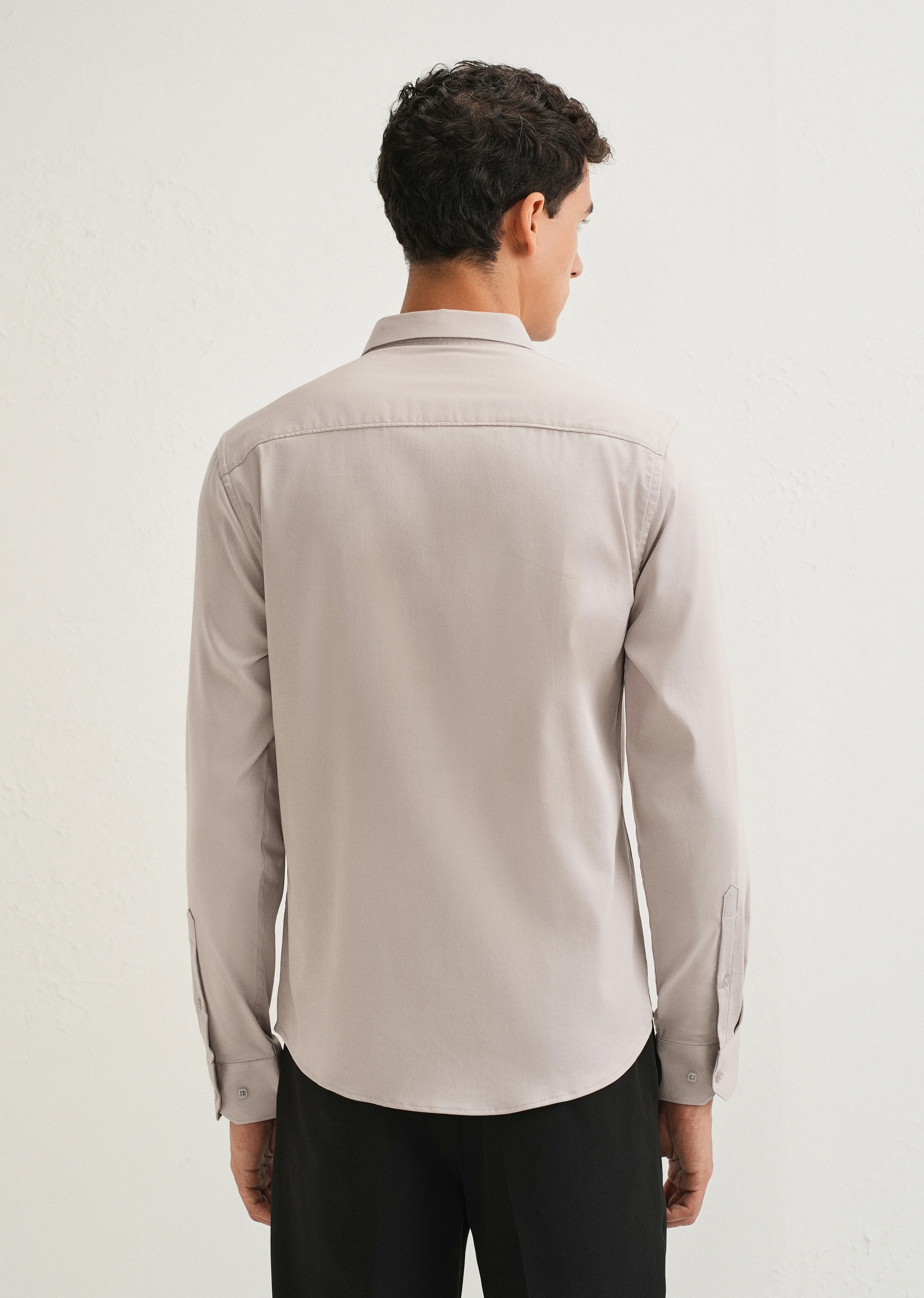 Mink Gray Front Panel Open Pleat Shirt - Image 2