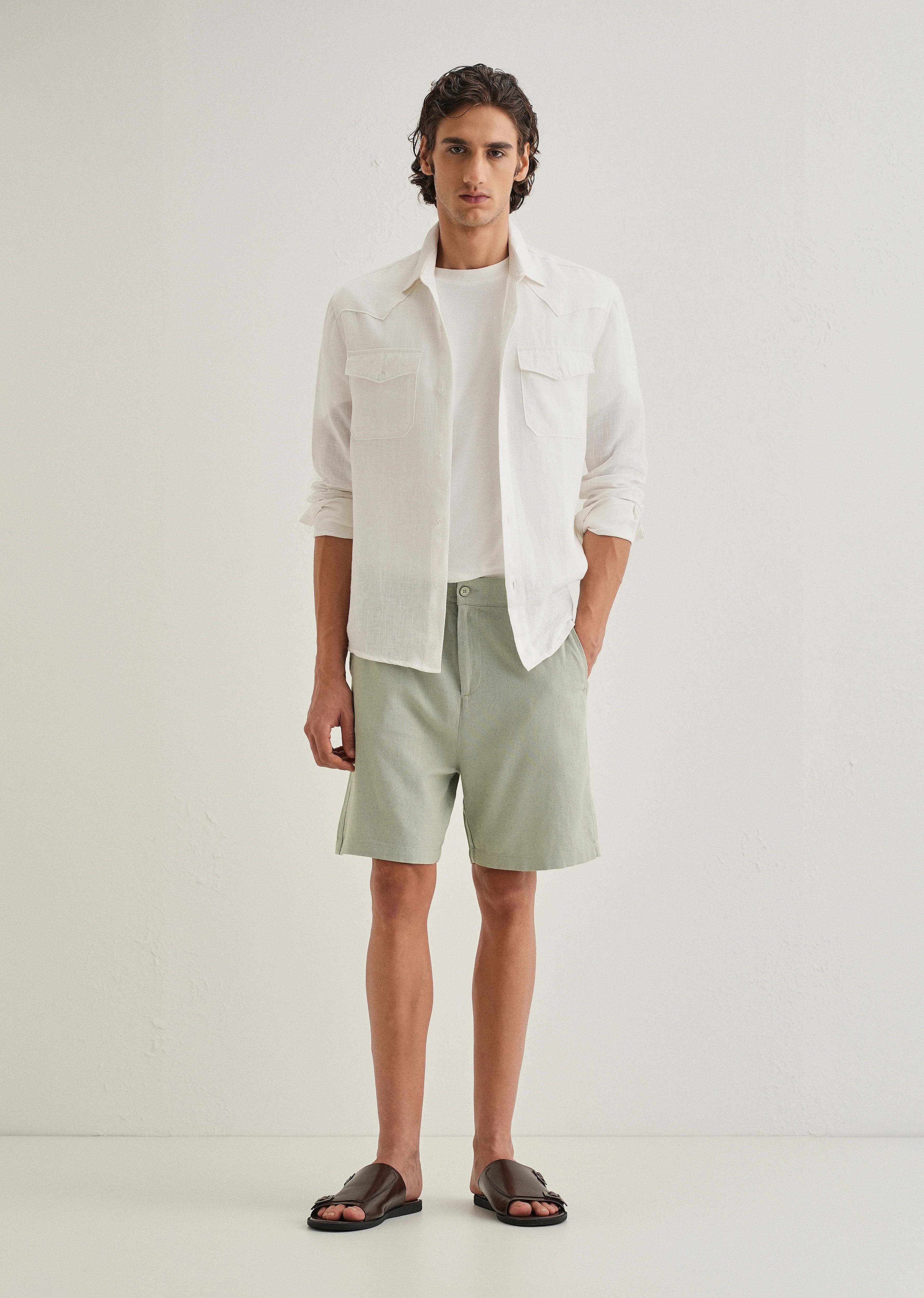 Mint Green Linen Shorts - Image 6