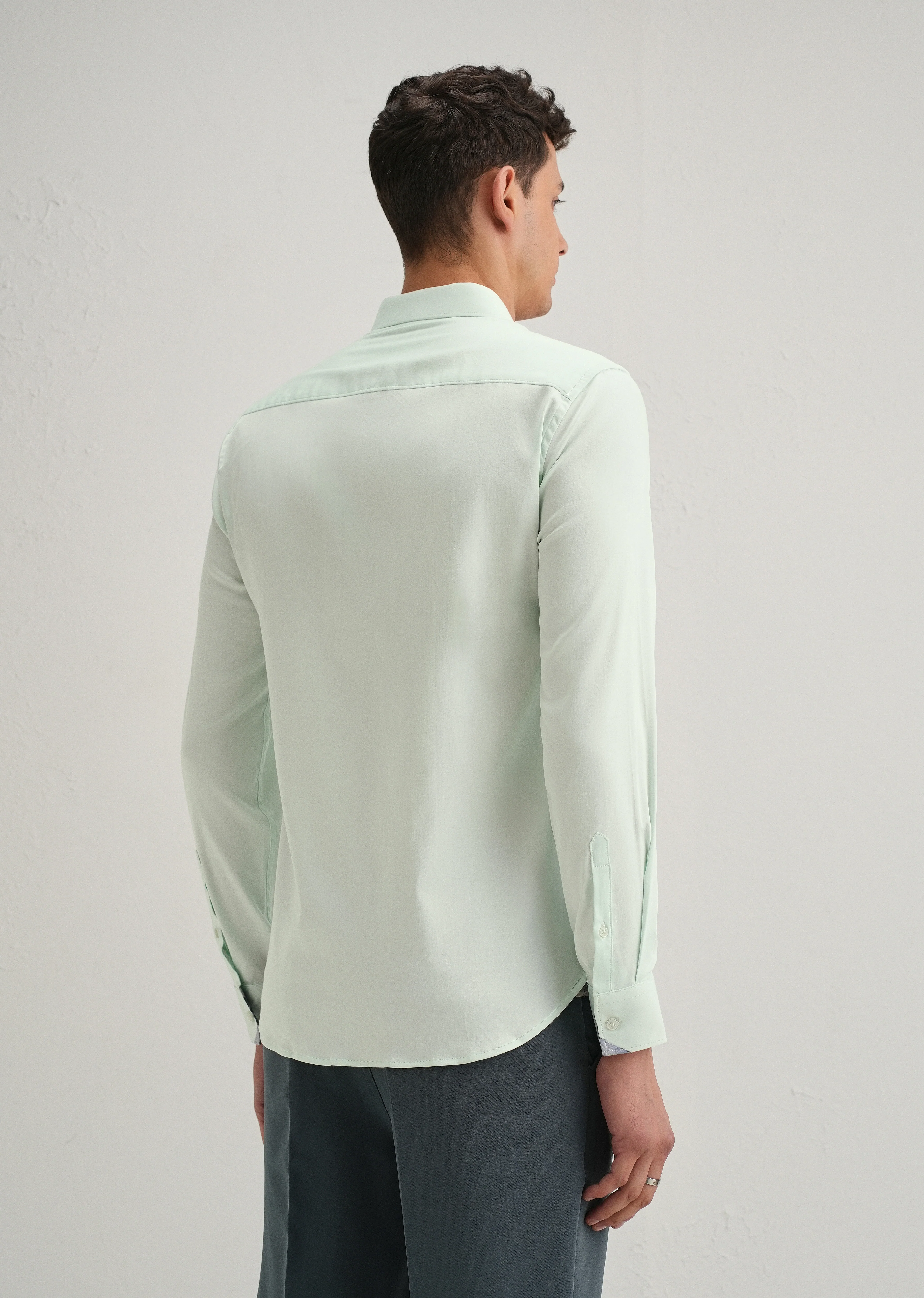 Misty Green Printed Cuff Shirt - Image 3