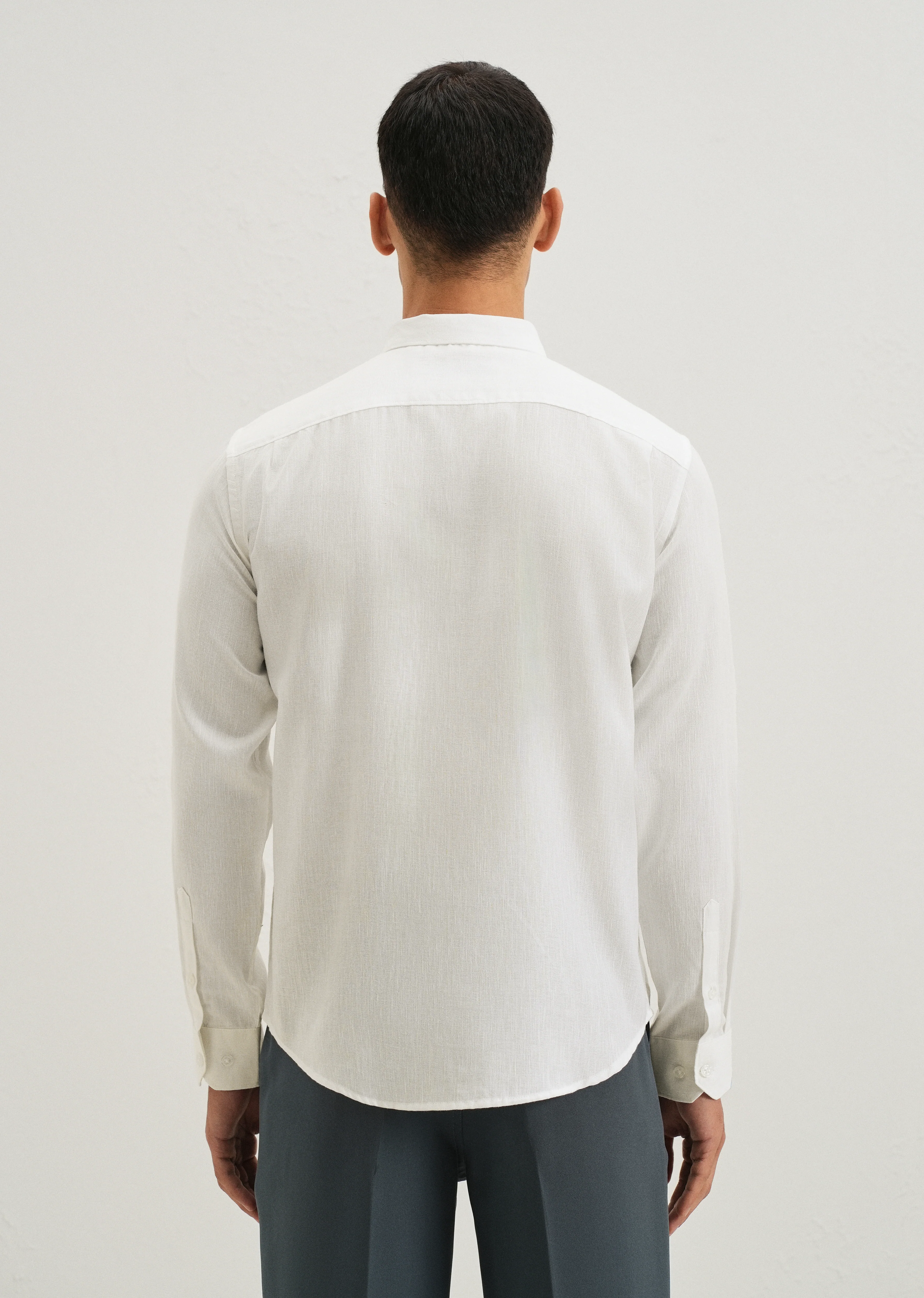 Misty White Blended Linen shirt - Image 2