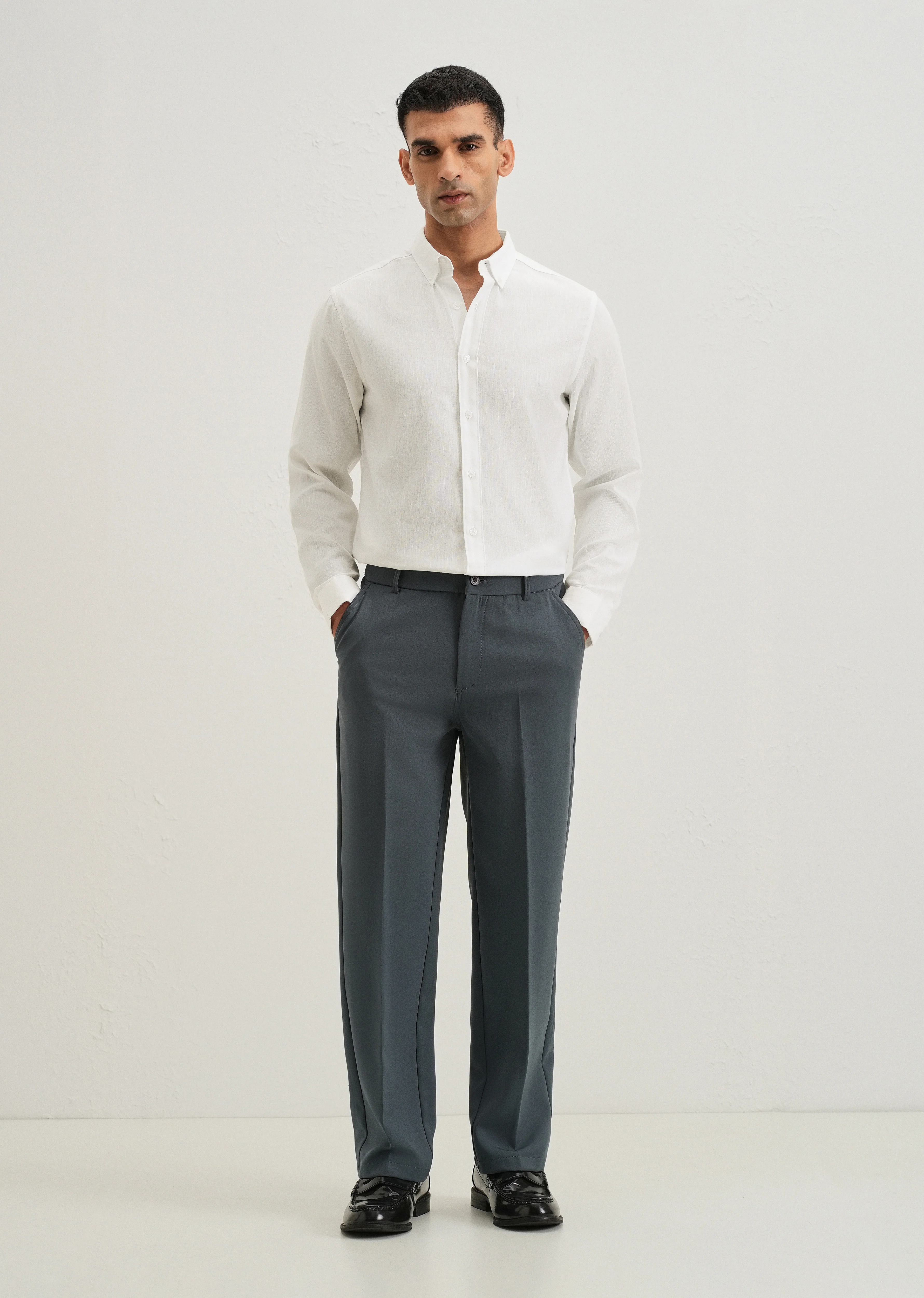 Misty White Blended Linen shirt - Image 6