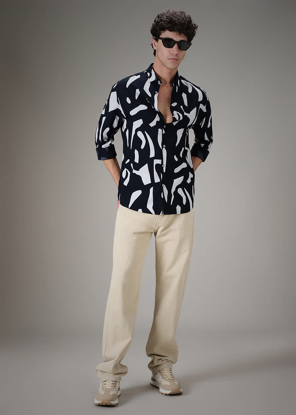 Monochrome Abstract Printed Shirt - Image 6