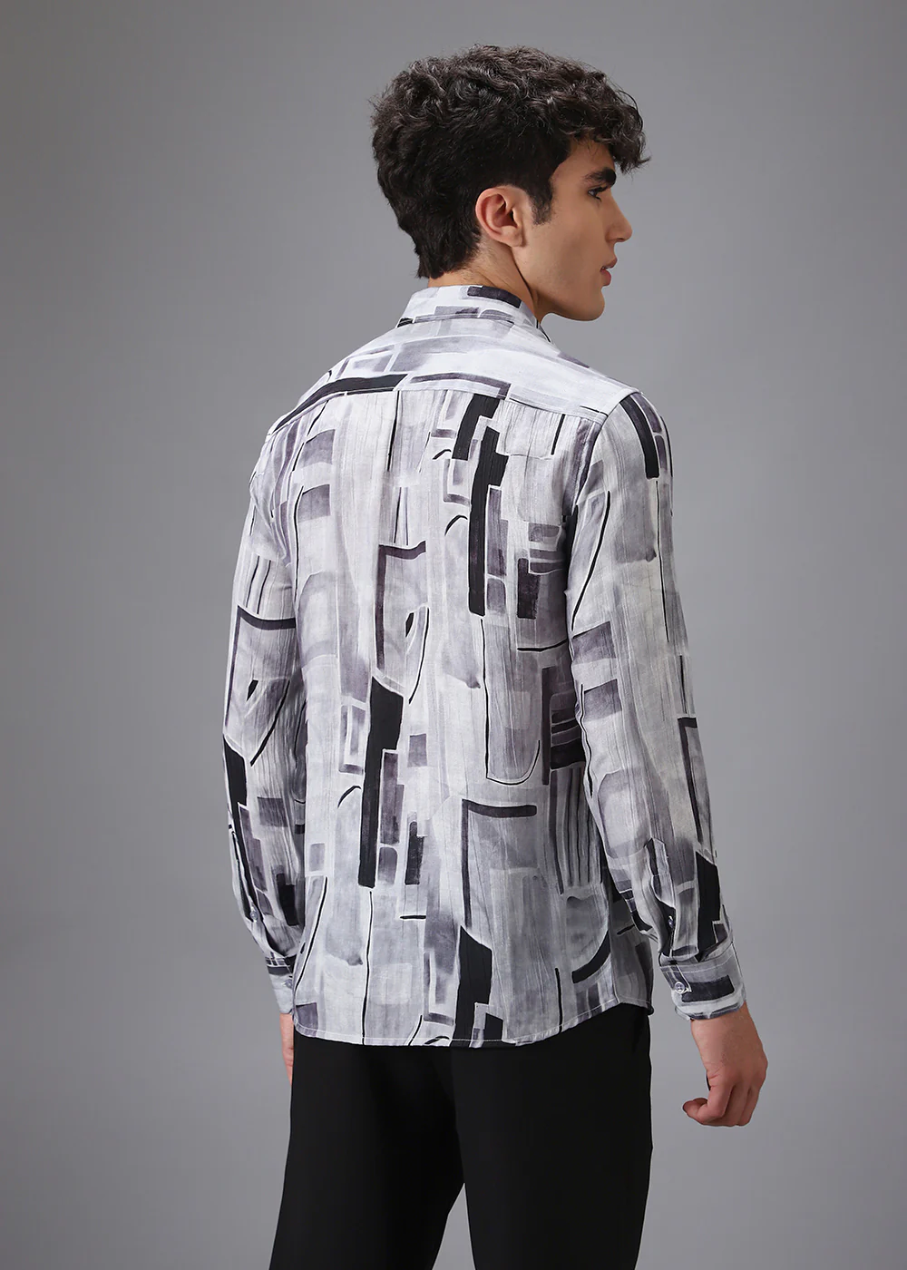 Monochrome Crushed Printed Shirt - Image 4