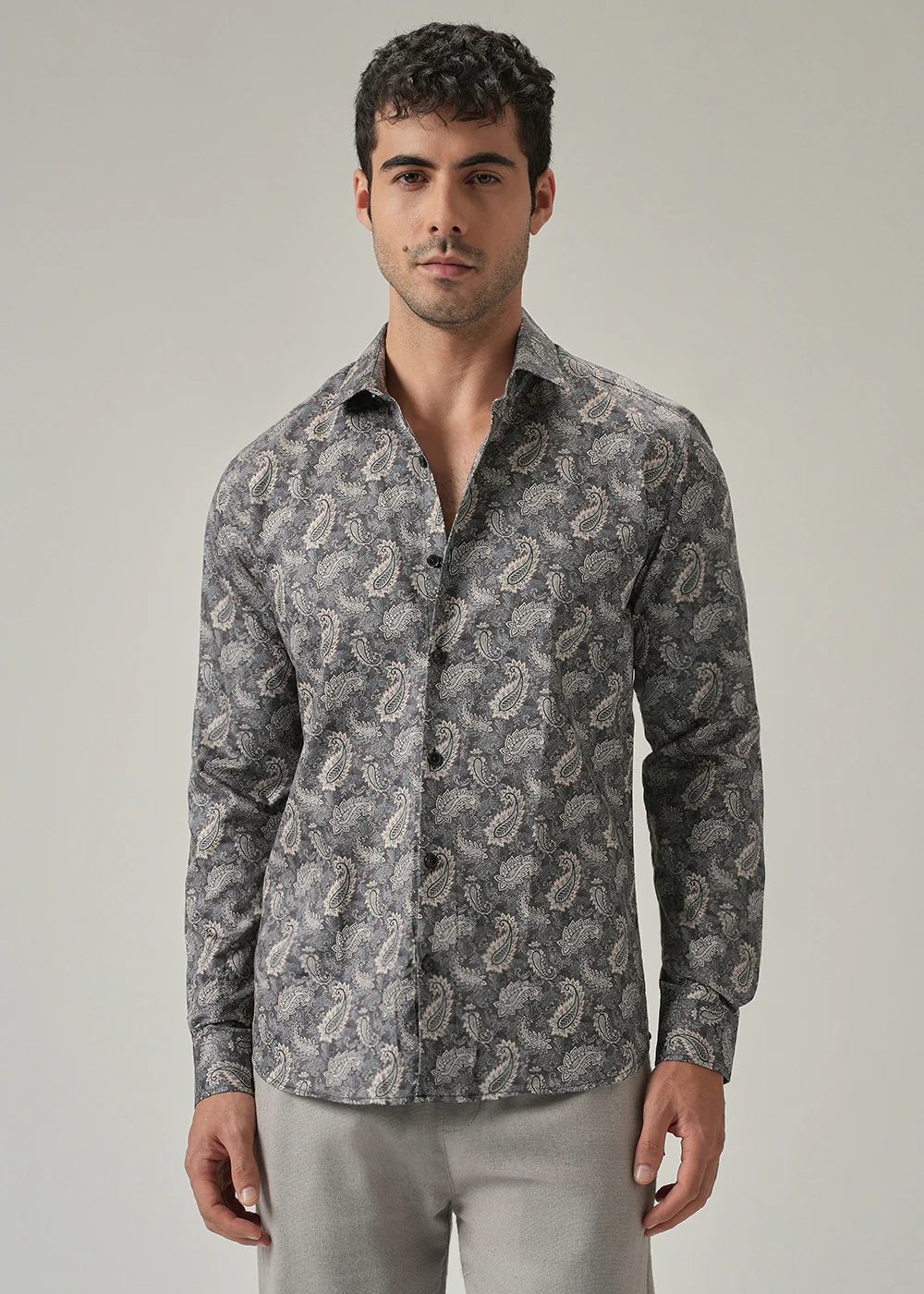 Monochrome Paisley Print Shirt - Image 4