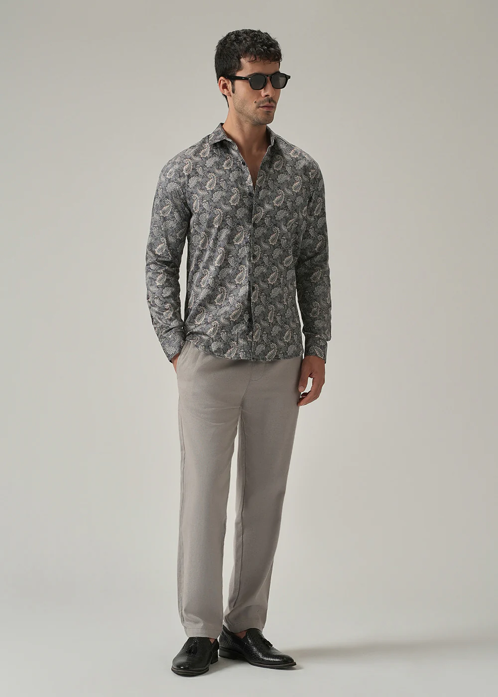 Monochrome Paisley Print Shirt - Image 6
