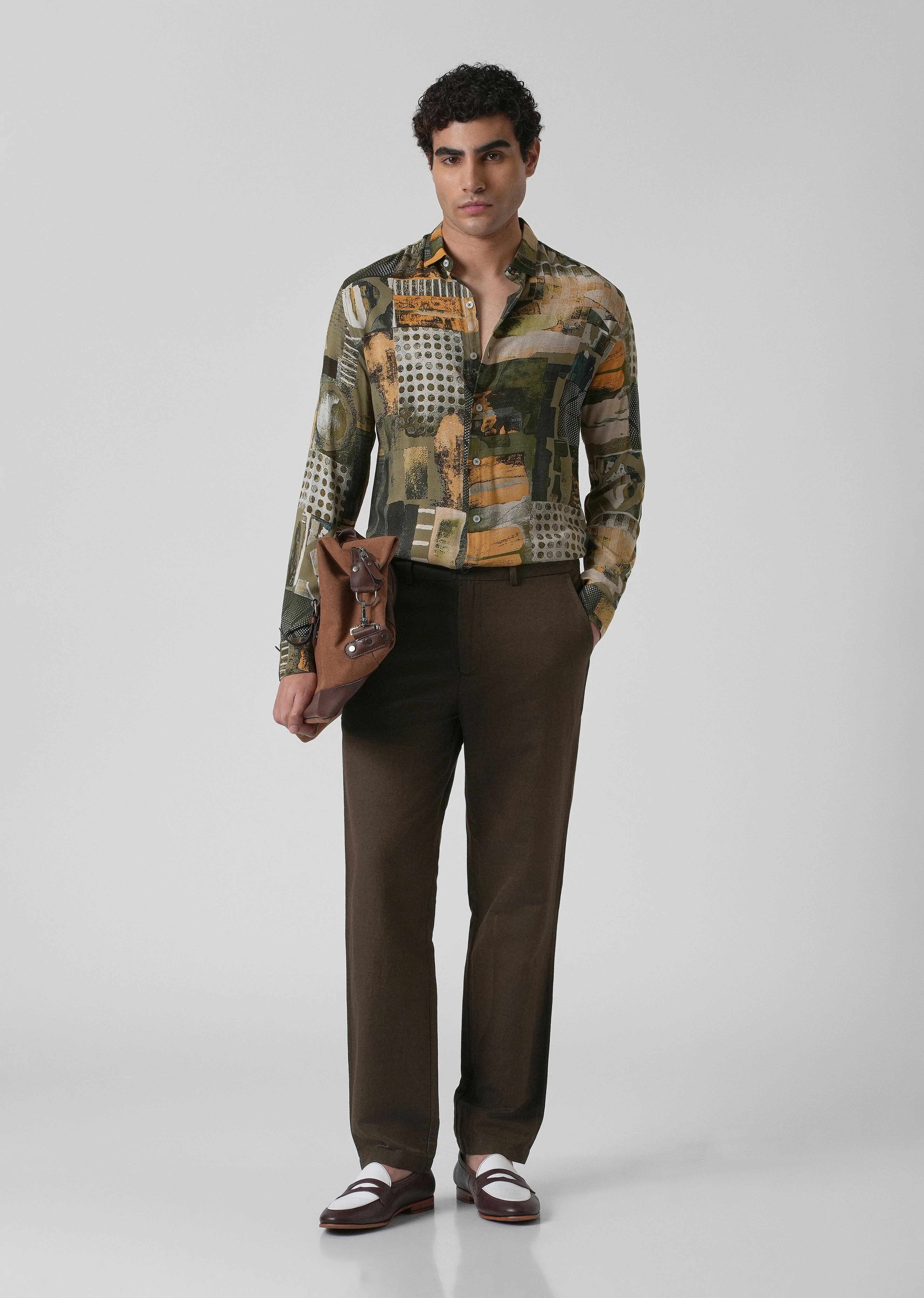 Mosaic Olive Feather shirt - Image 6