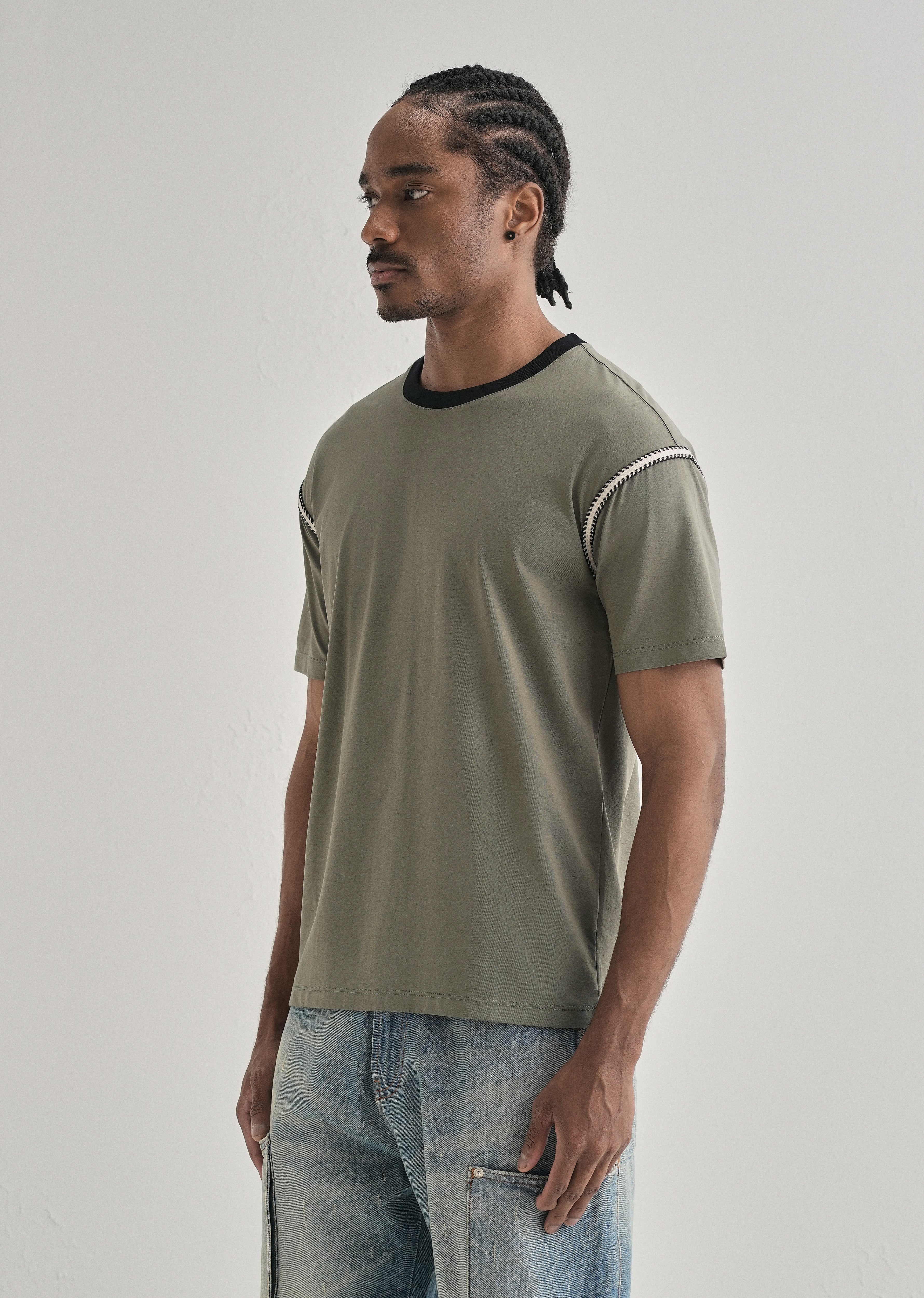 Moss Green Lace Applique T-shirt - Image 4