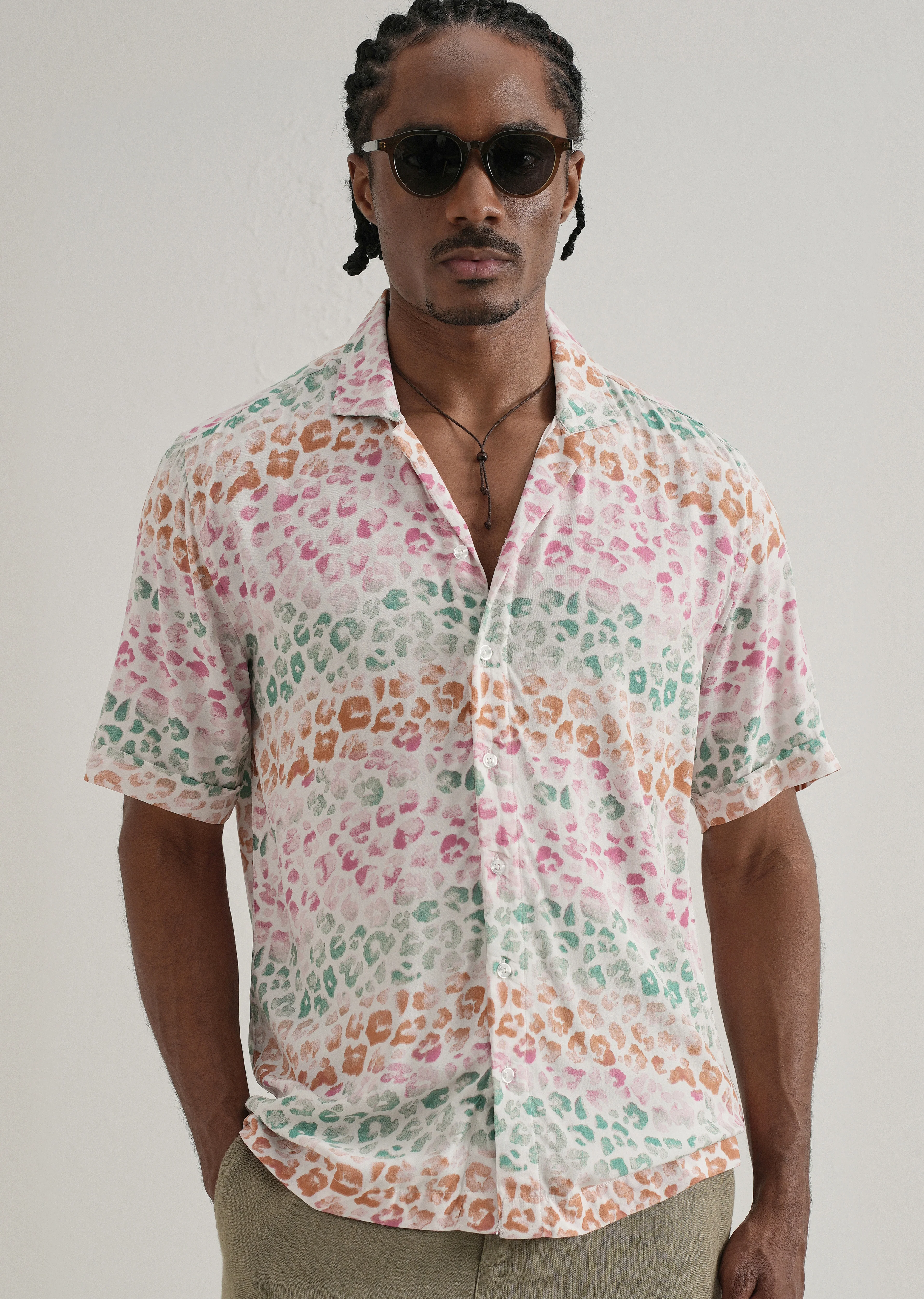 Multi coloured Panthera Print Half sleeve shirt - Image 7