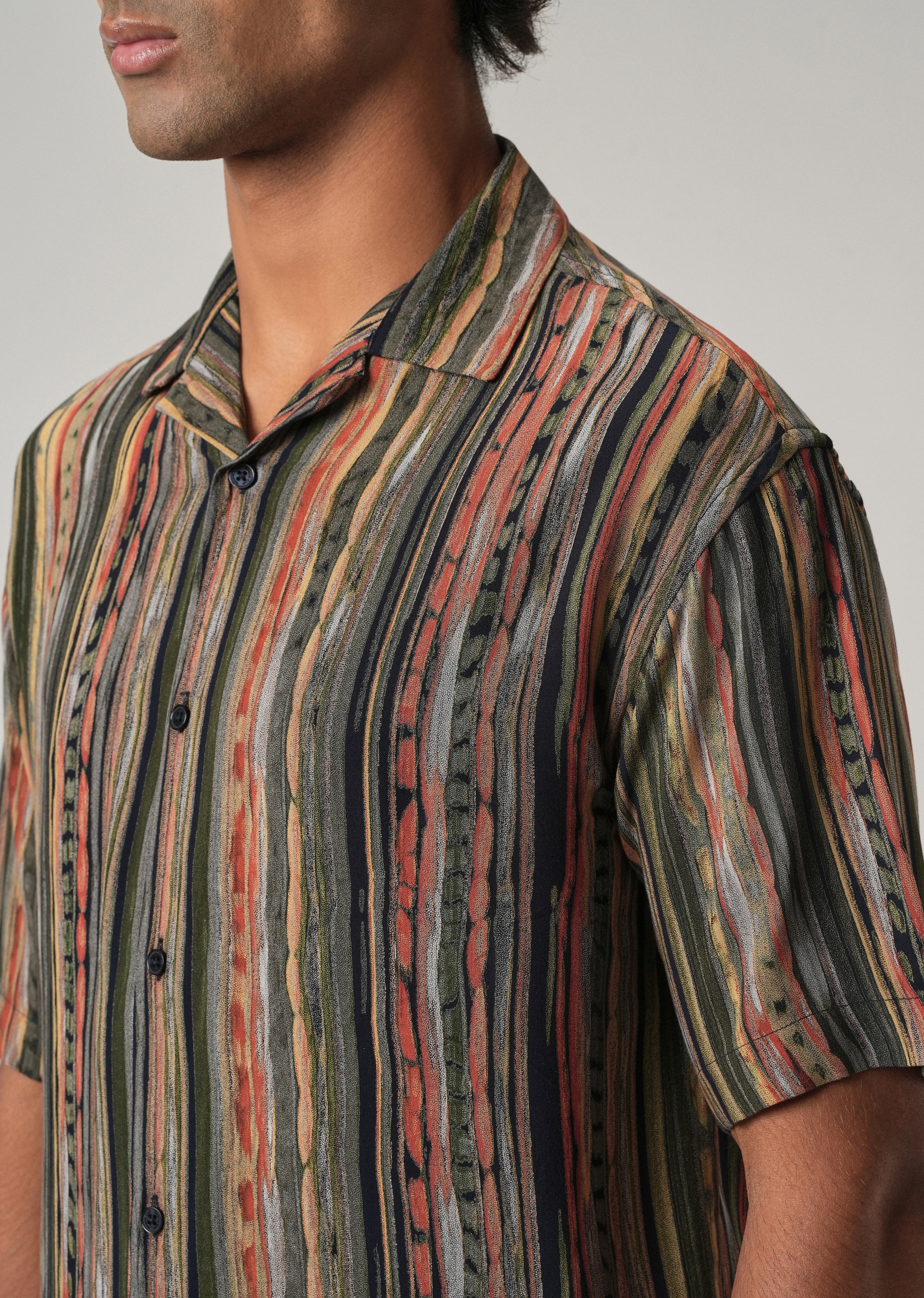 Multi-Stripe Oversized Feather Shirt - Image 5