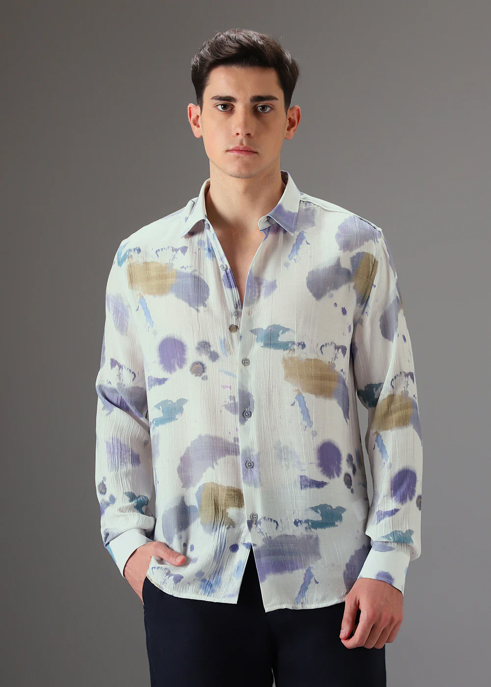 Multicolor Crushed Printed Shirt - Image 3
