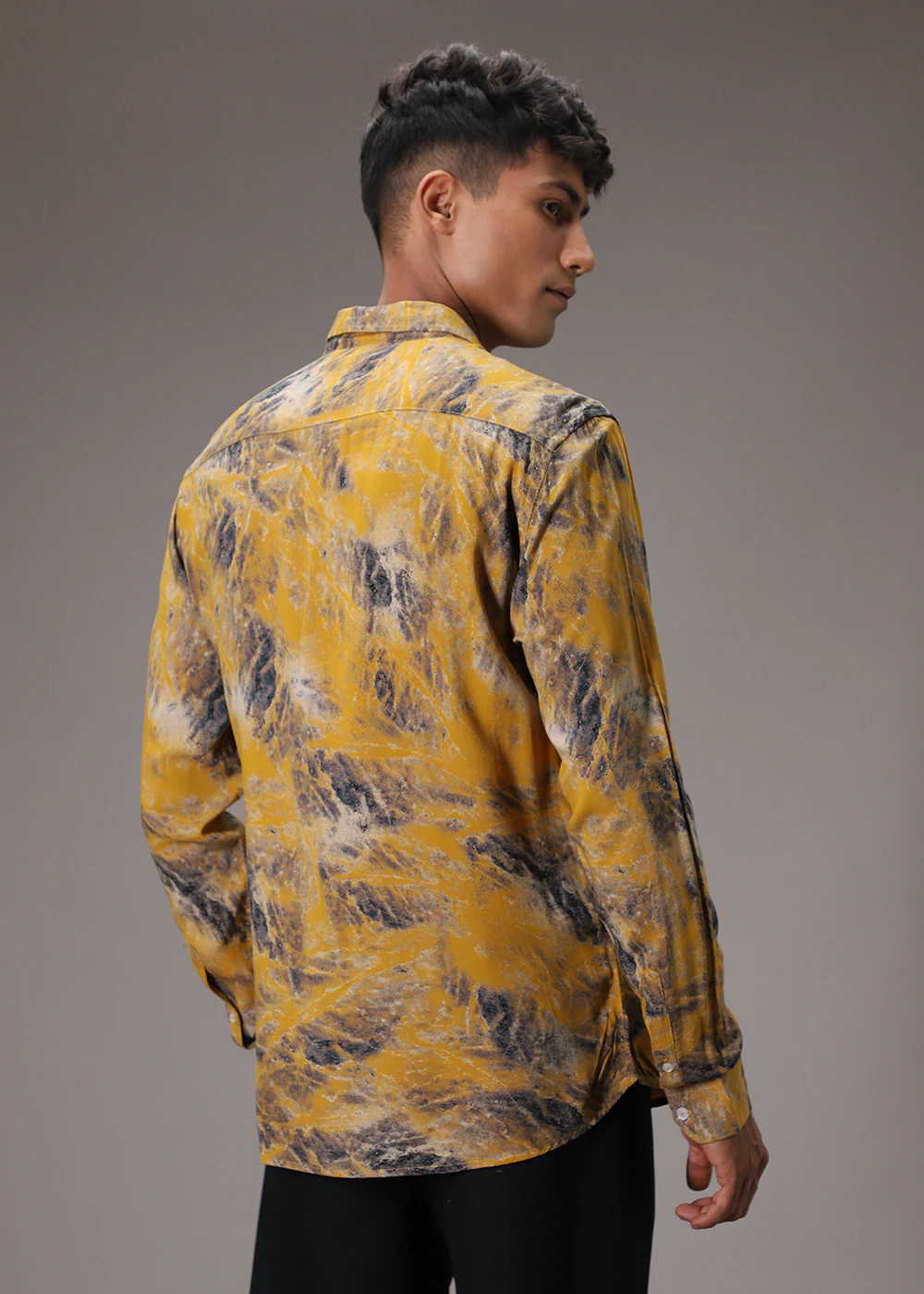 Mustard Abstract Feather Shirt - Image 4