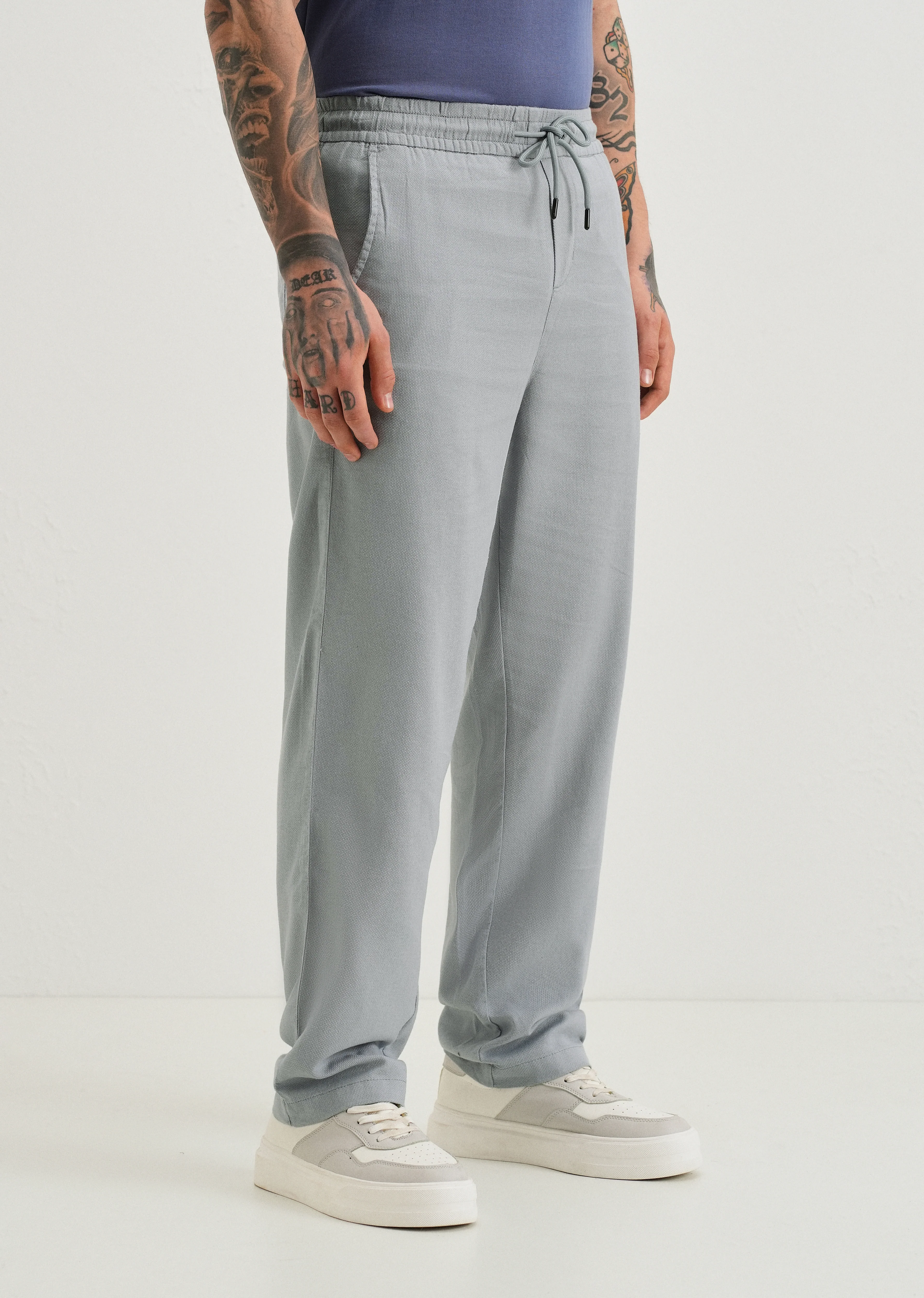 Mystic Blue Textured Pants - Image 4