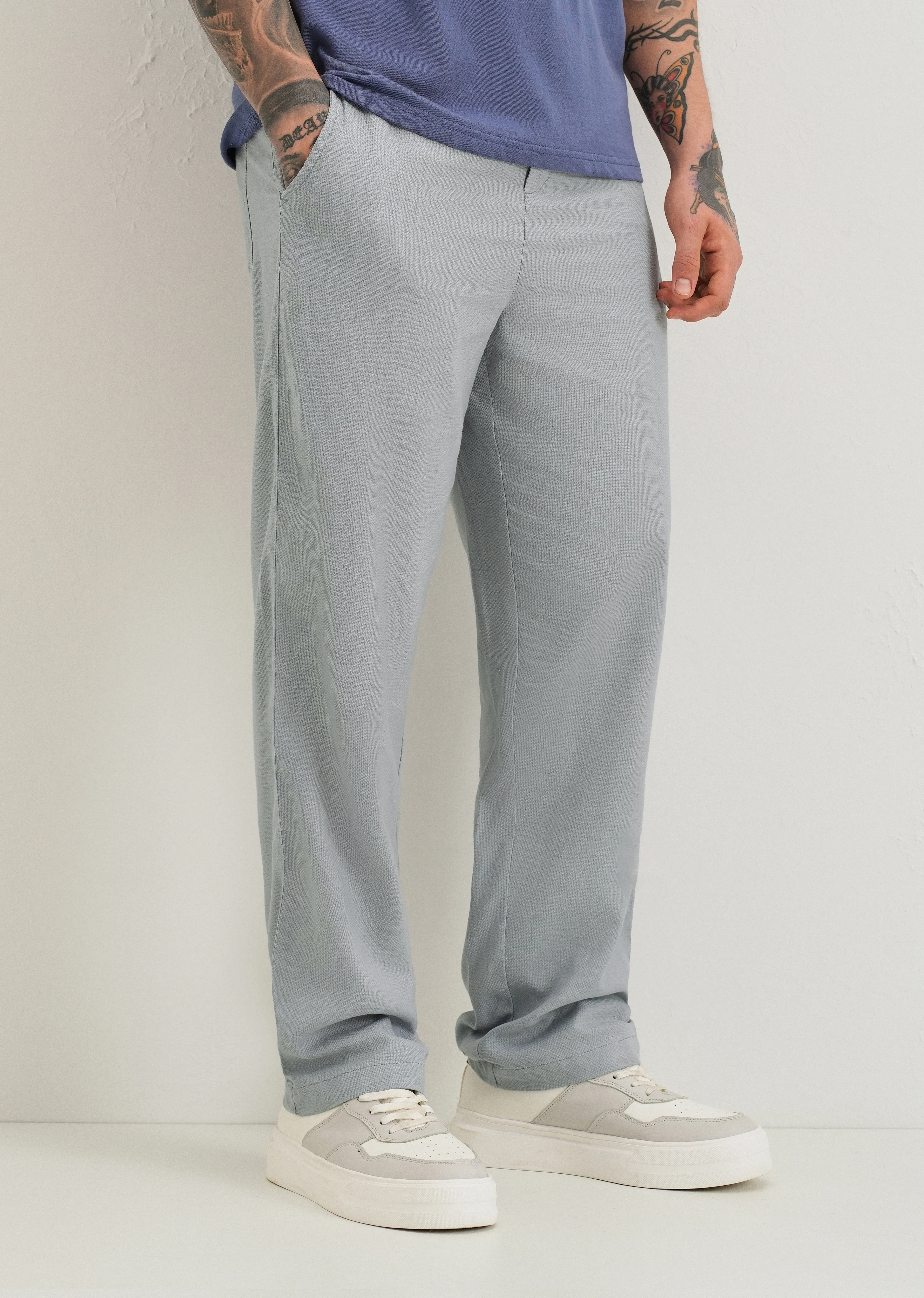 Mystic Blue Textured Pants - Image 7