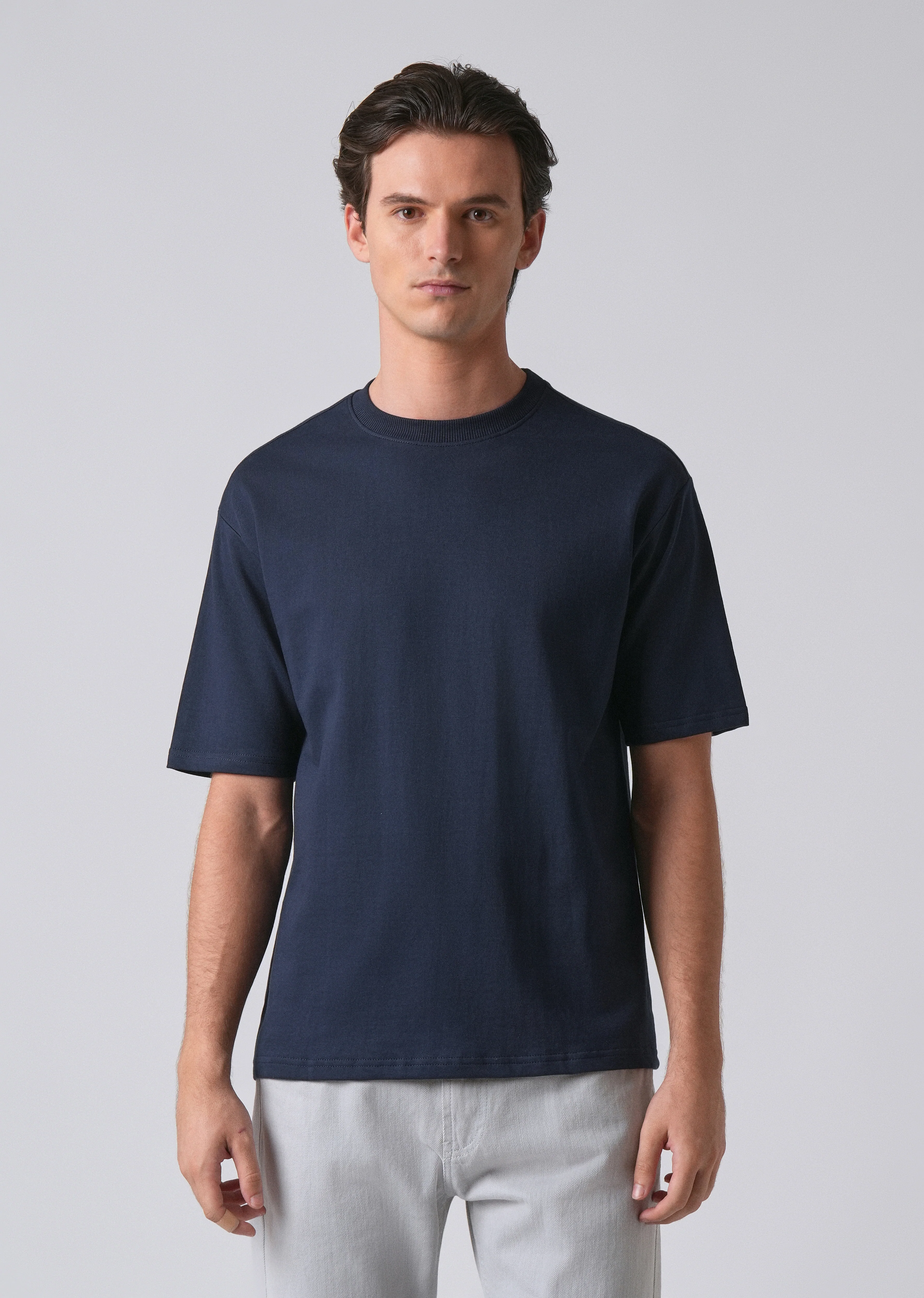 Navy Blue Basic Relaxed Fit T-shirt - Image 3