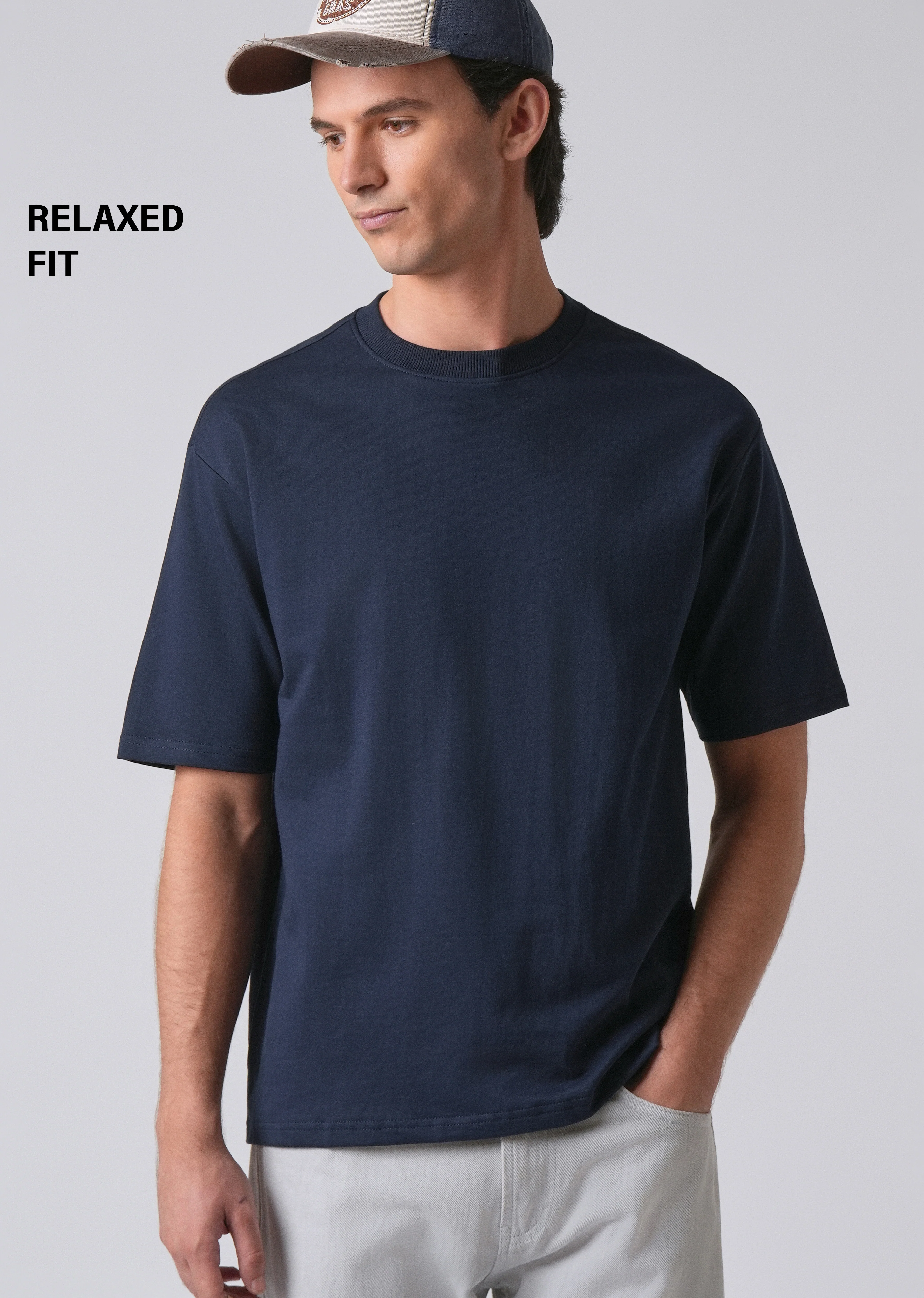 Navy Blue Basic Relaxed Fit T-shirt - Image 7