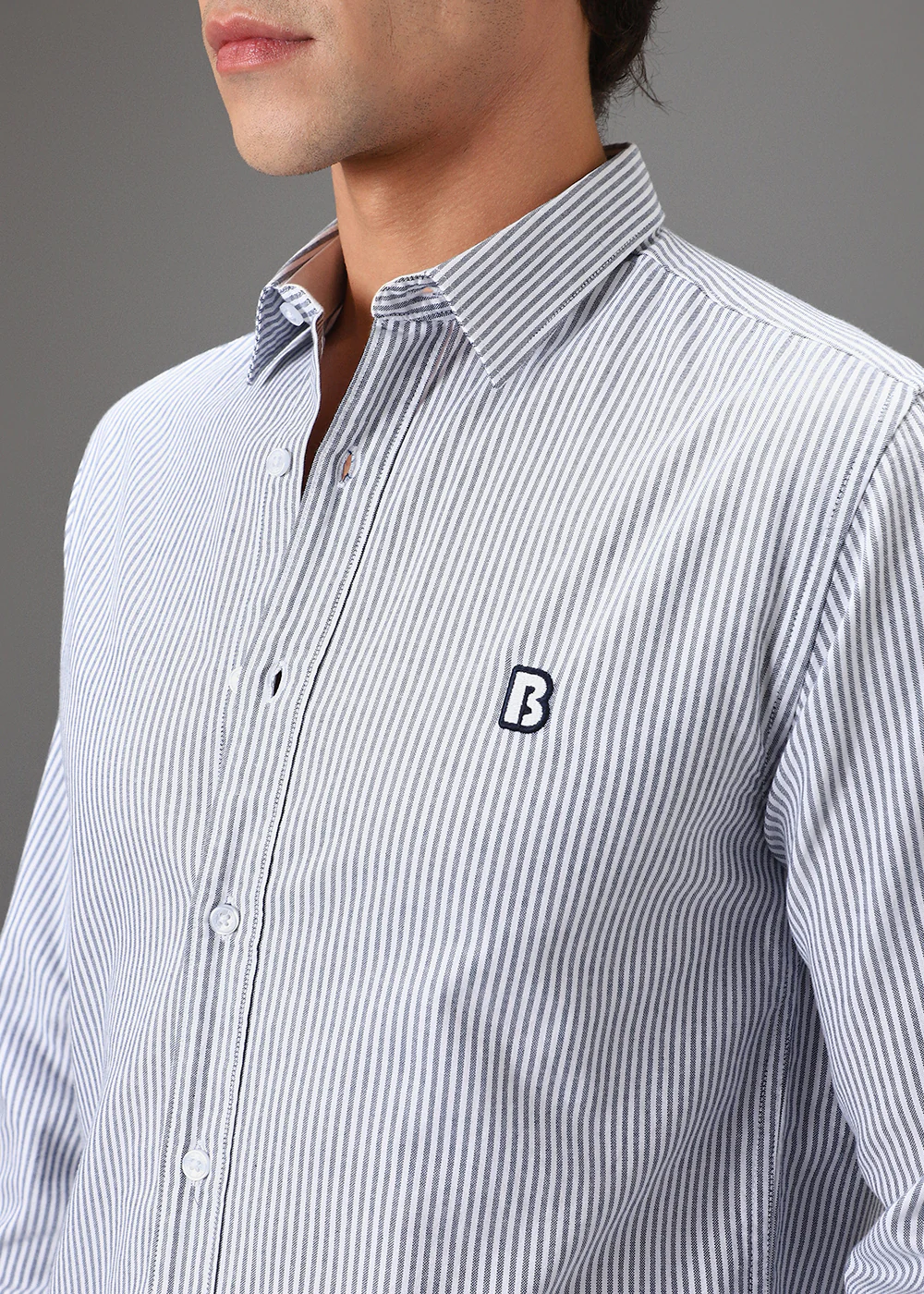 Navy Blue Pin Stripe Shirt - Image 2