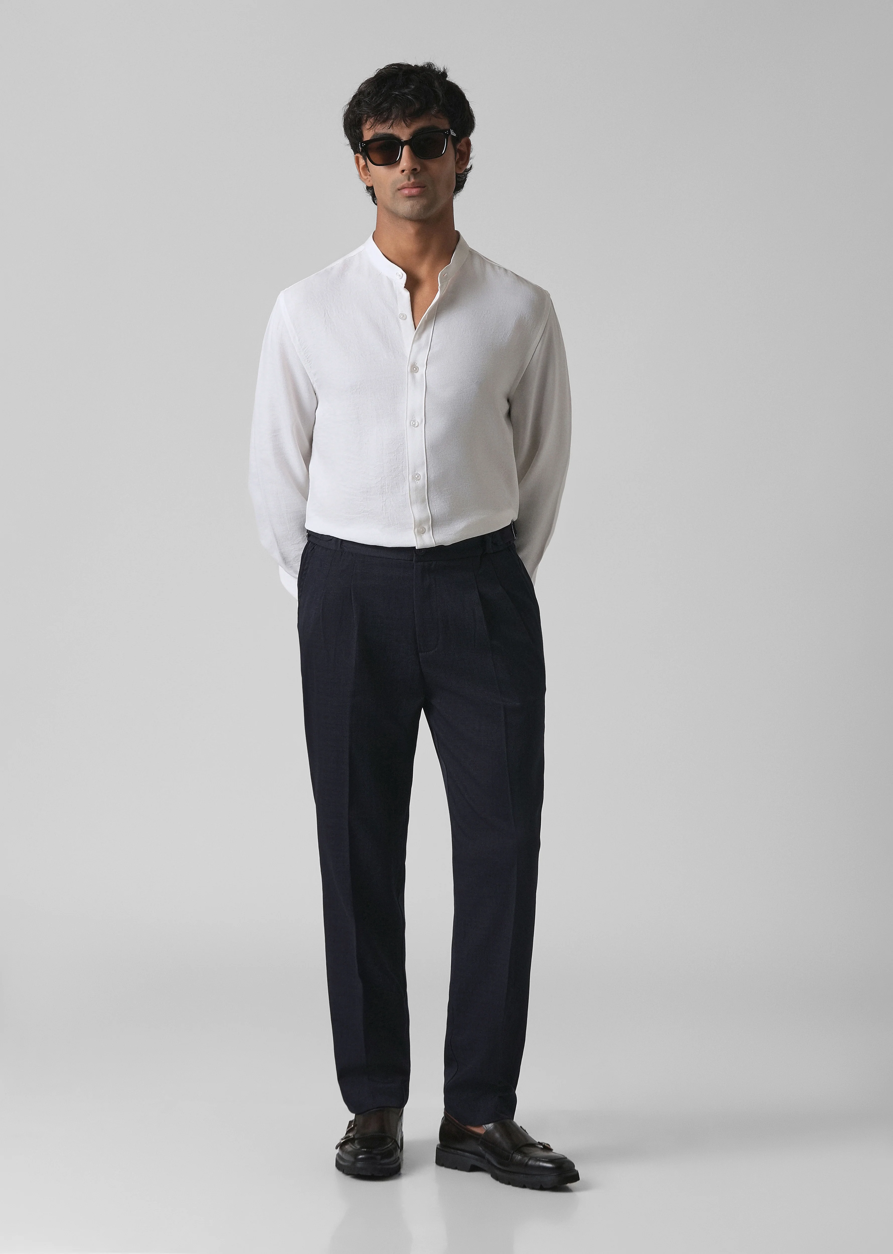 Navy Blue Pleated Gurkha Pant - Image 6