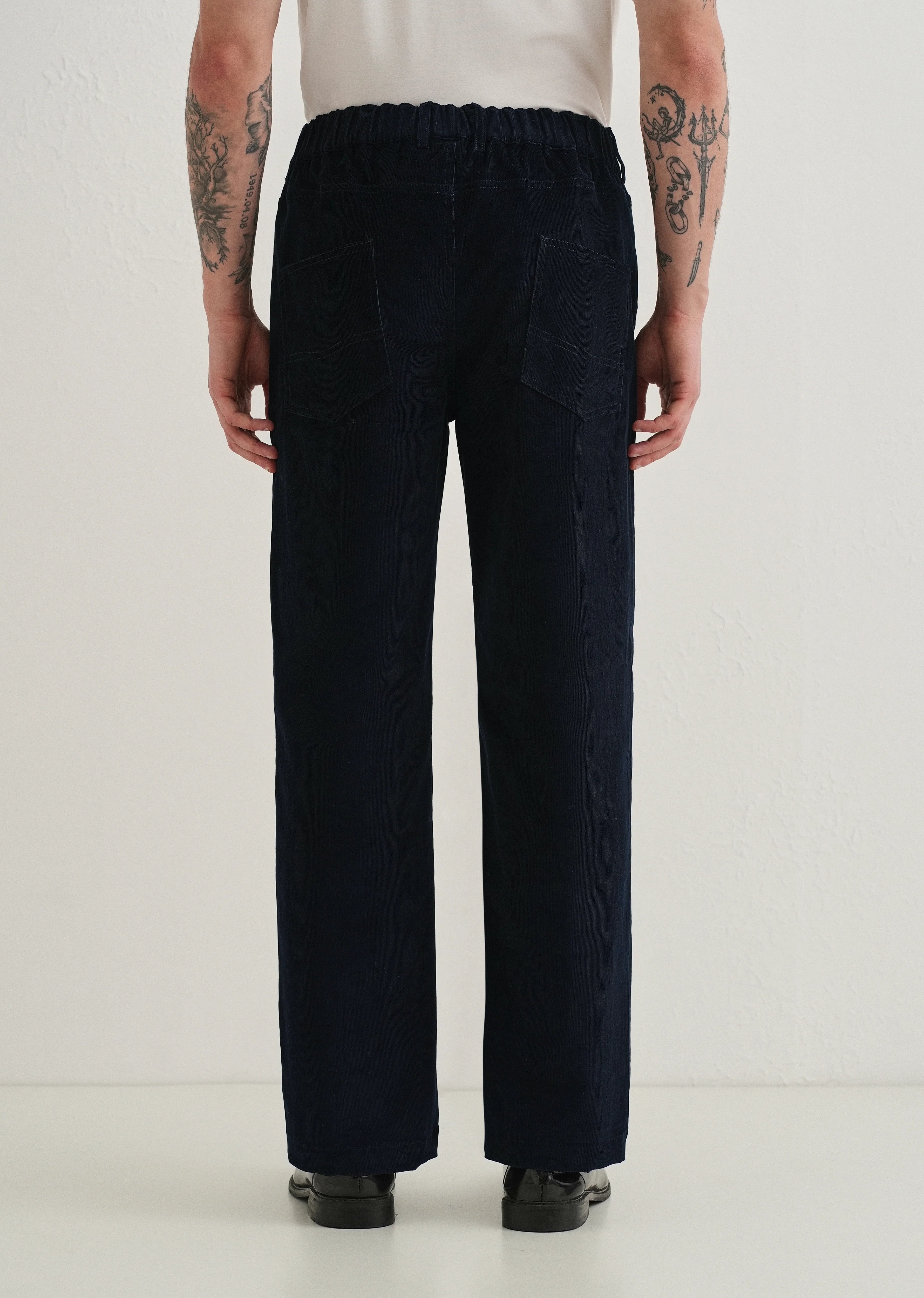 Navy Blue Semi-Elasticated Corduroy Pant - Image 2