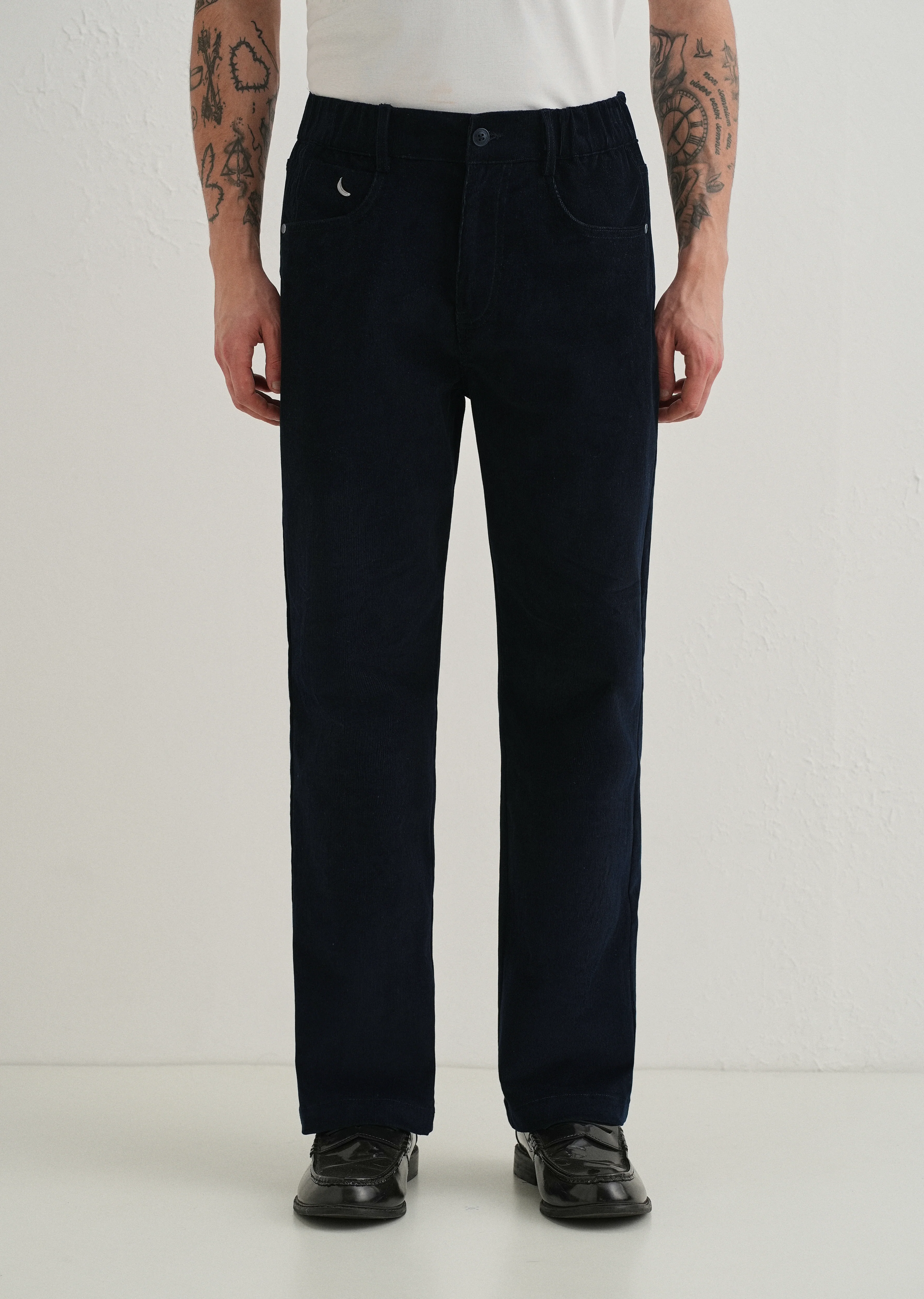 Navy Blue Semi-Elasticated Corduroy Pant - Image 3