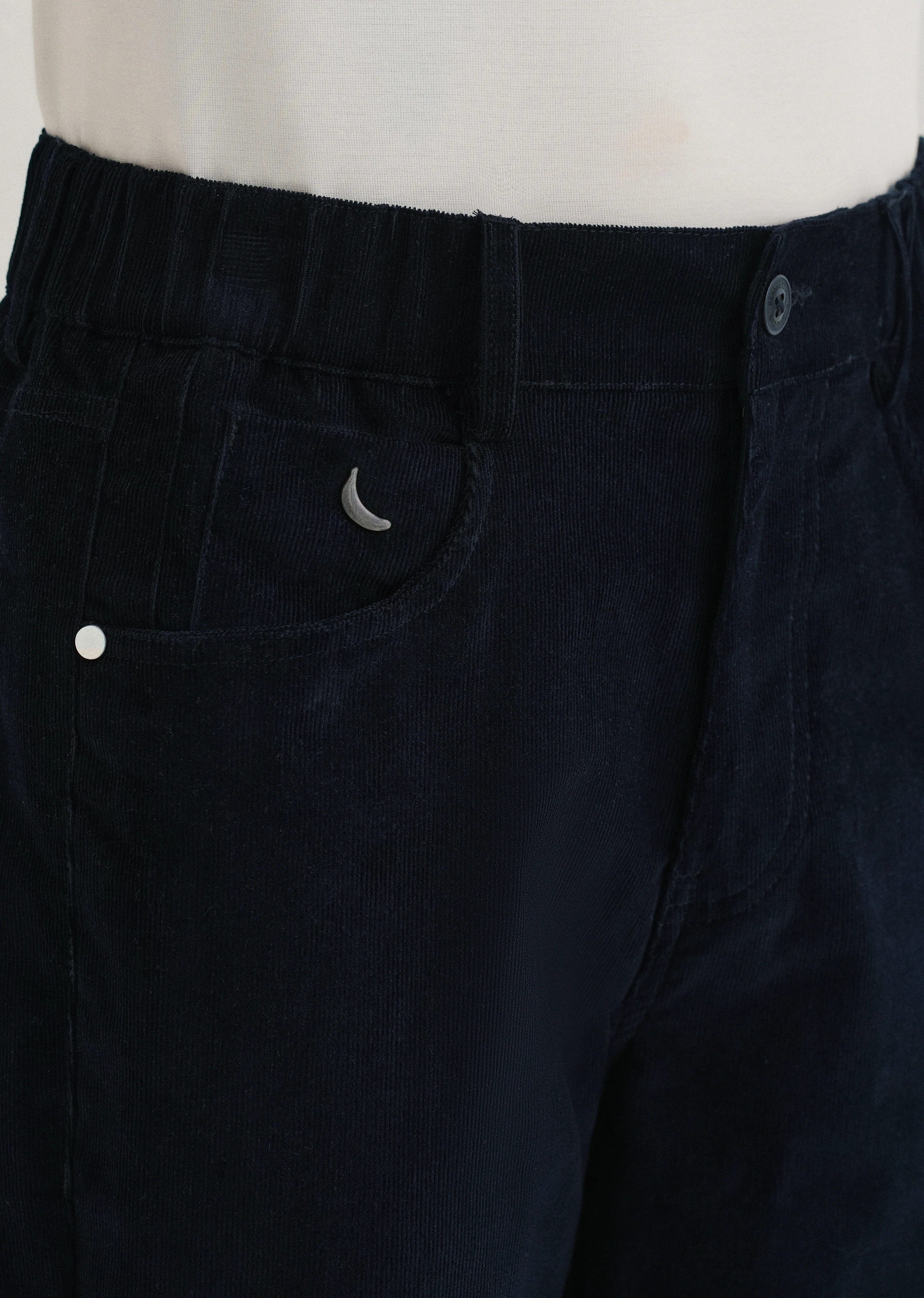 Navy Blue Semi-Elasticated Corduroy Pant - Image 5