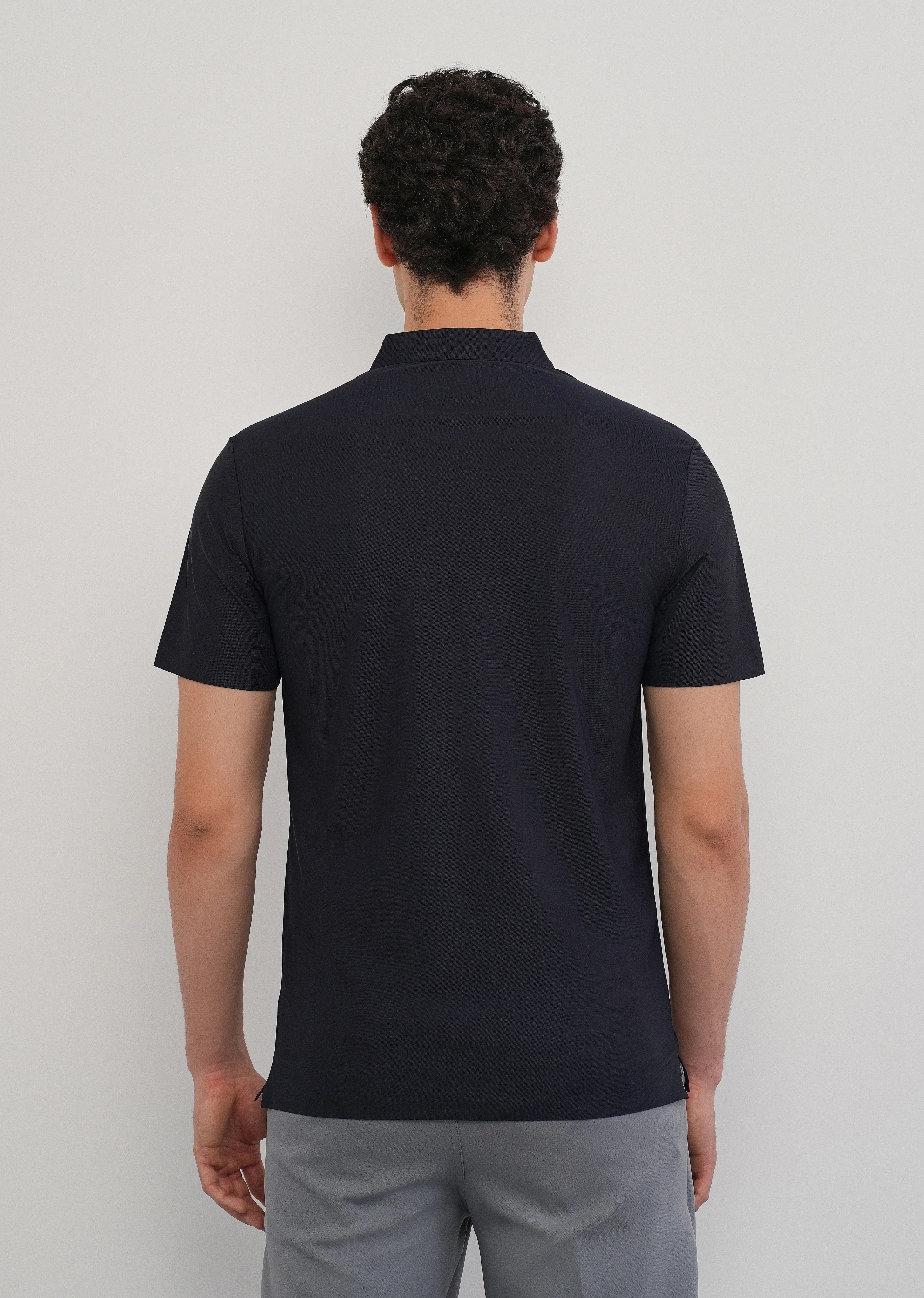 Navy Blue Stitchless Polo Collar T-Shirt - Image 2