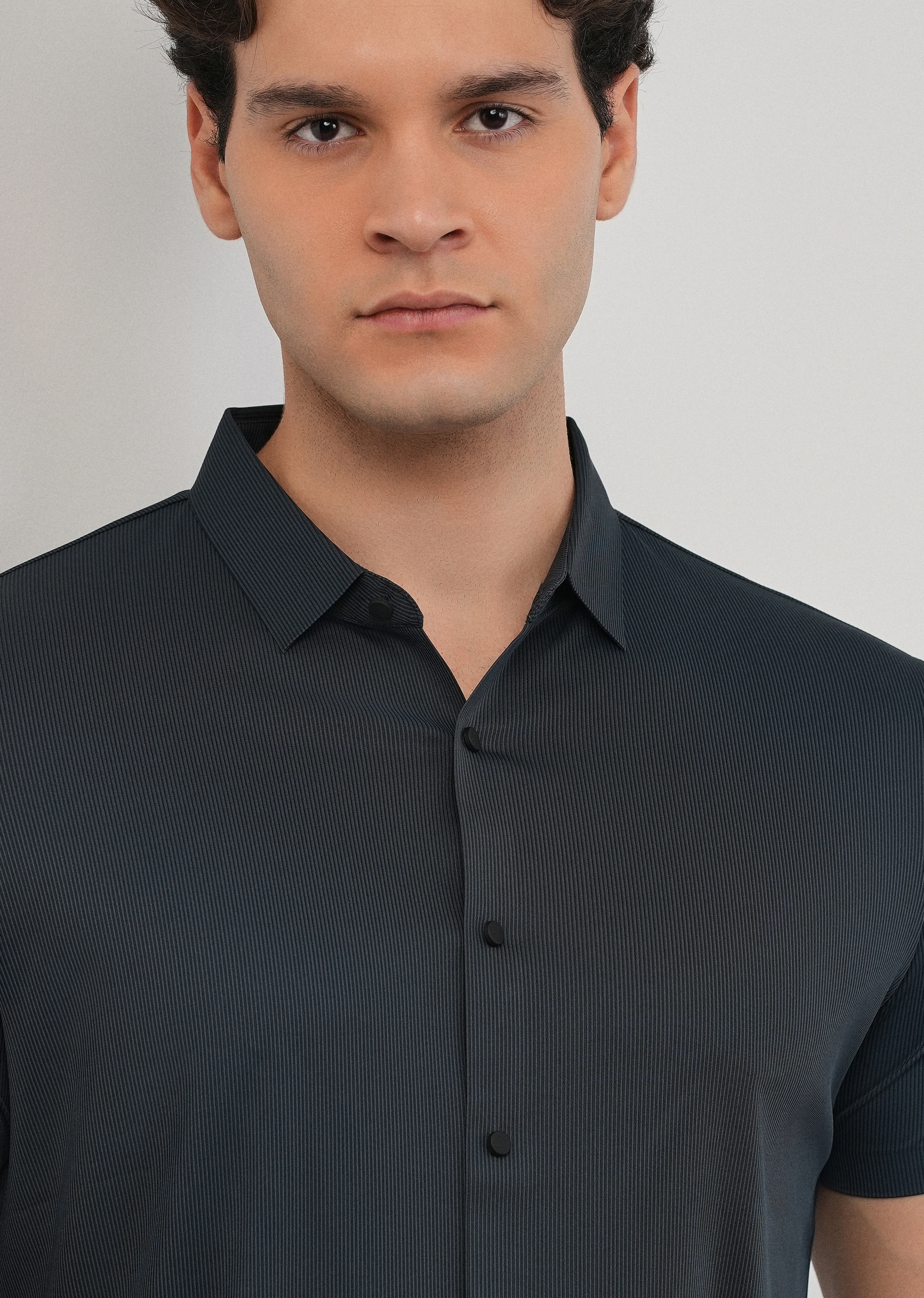Navy Blue Stitchless Stripe Shirt - Image 5
